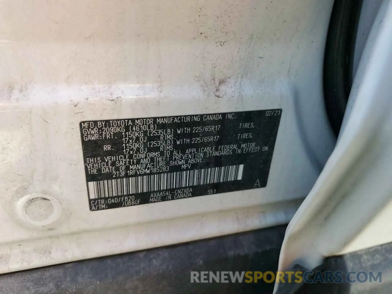 14 Photograph of a damaged car 2T3F1RFV6MW185283 TOYOTA RAV4 2021