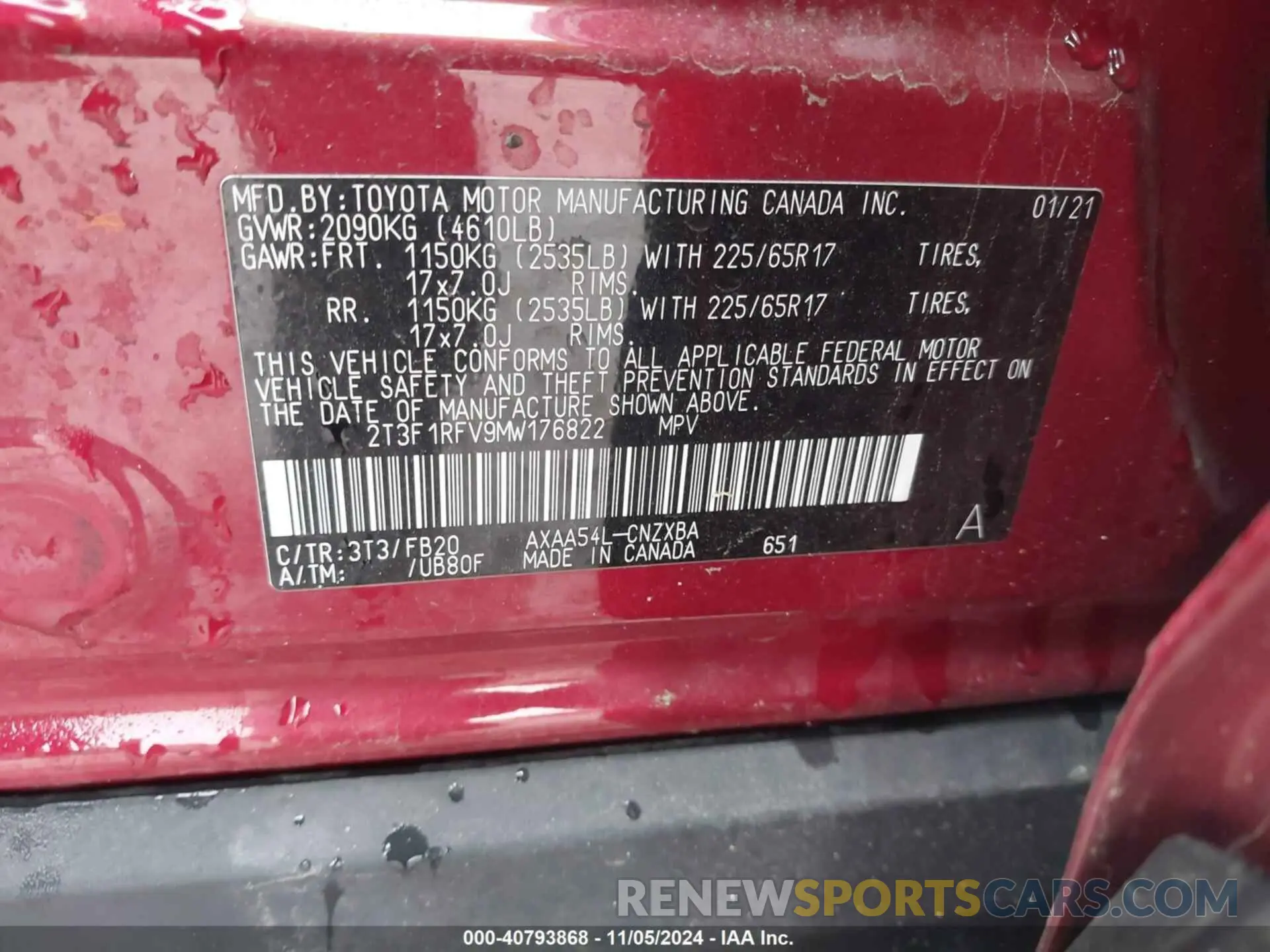 9 Photograph of a damaged car 2T3F1RFV9MW176822 TOYOTA RAV4 2021