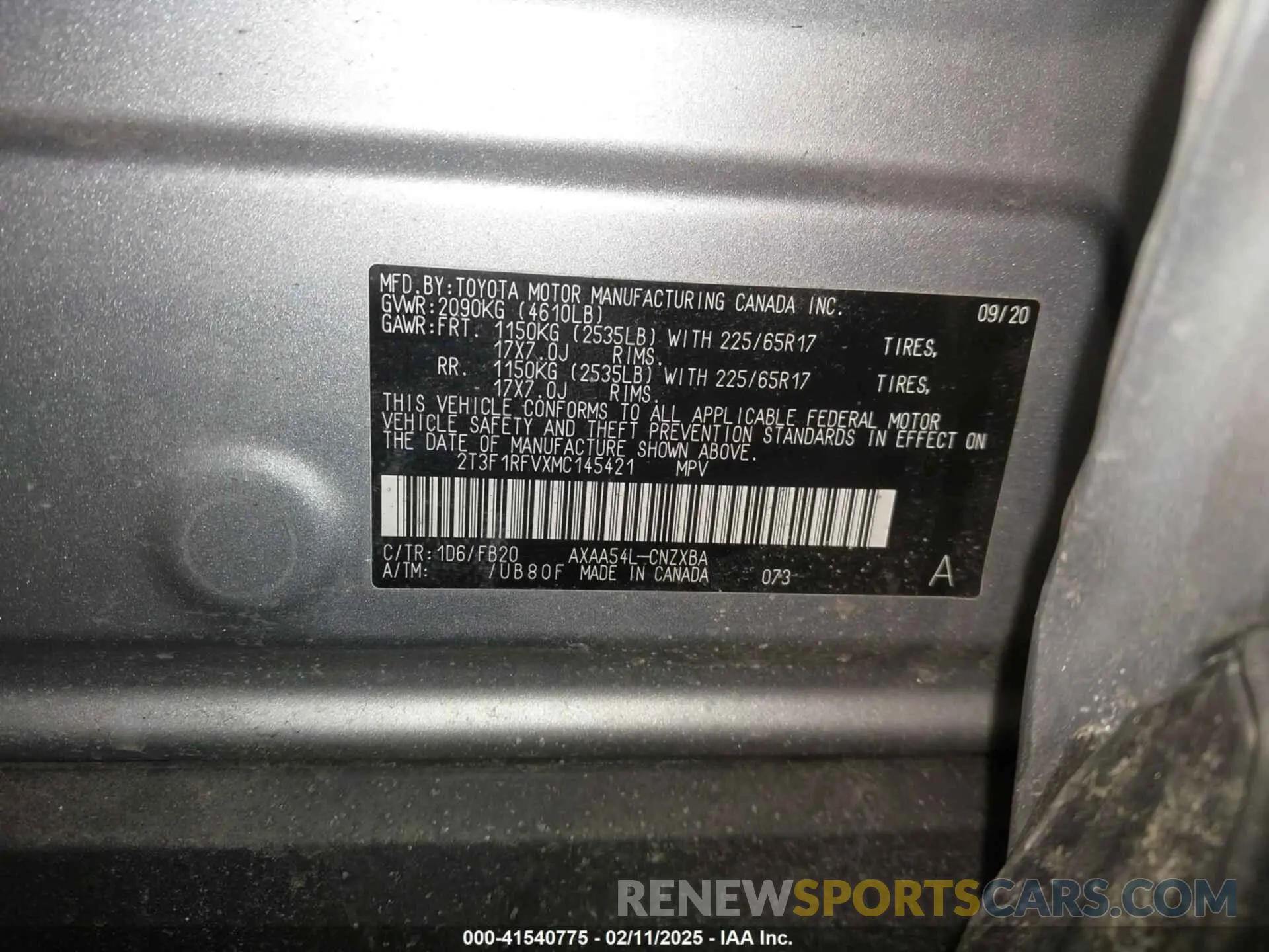 9 Photograph of a damaged car 2T3F1RFVXMC145421 TOYOTA RAV4 2021