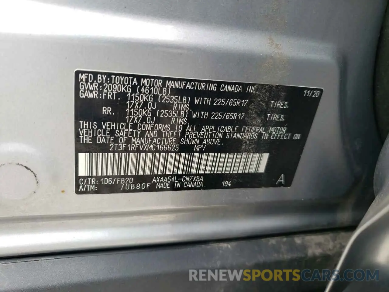 13 Photograph of a damaged car 2T3F1RFVXMC166625 TOYOTA RAV4 2021