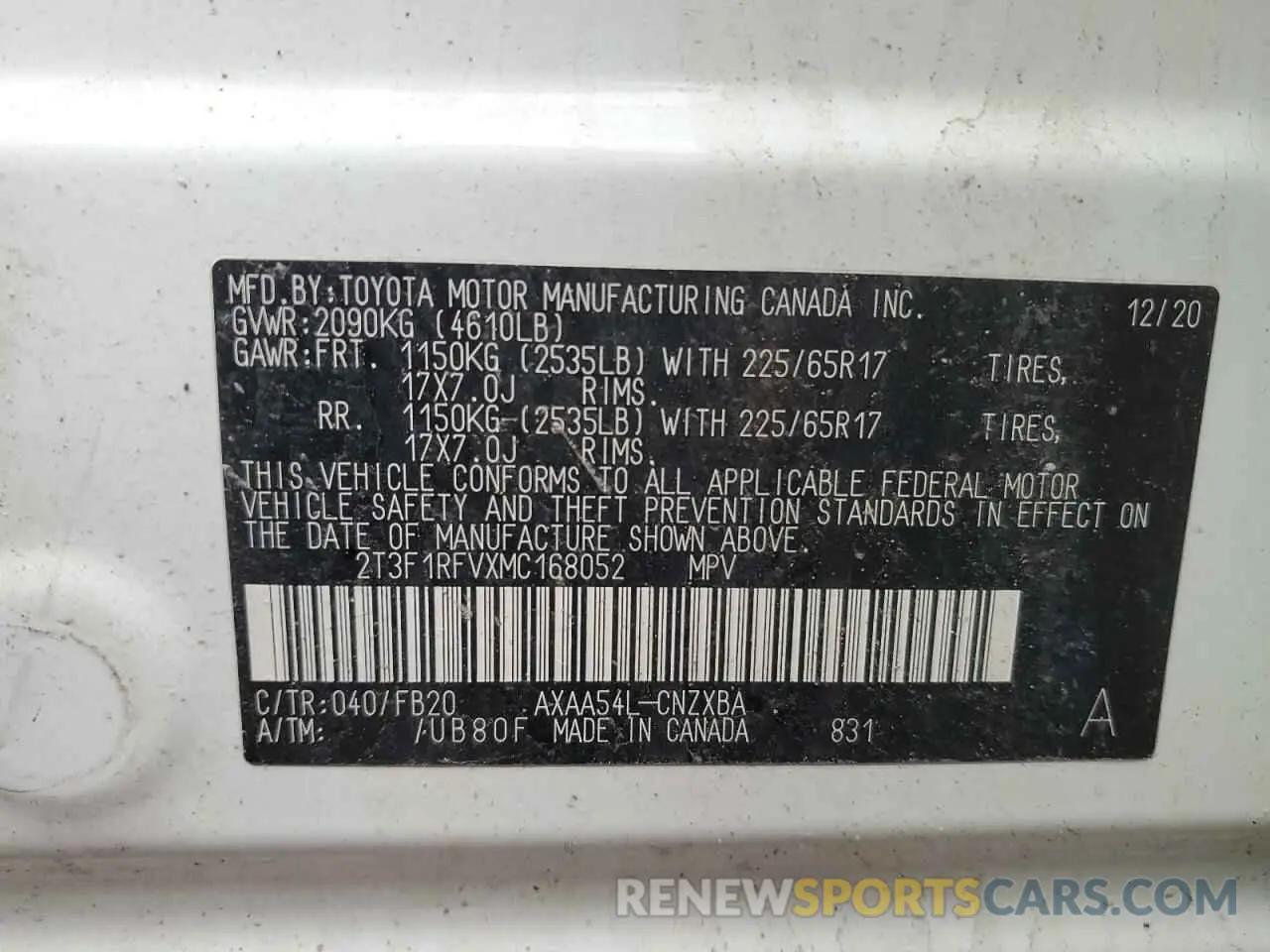 14 Photograph of a damaged car 2T3F1RFVXMC168052 TOYOTA RAV4 2021
