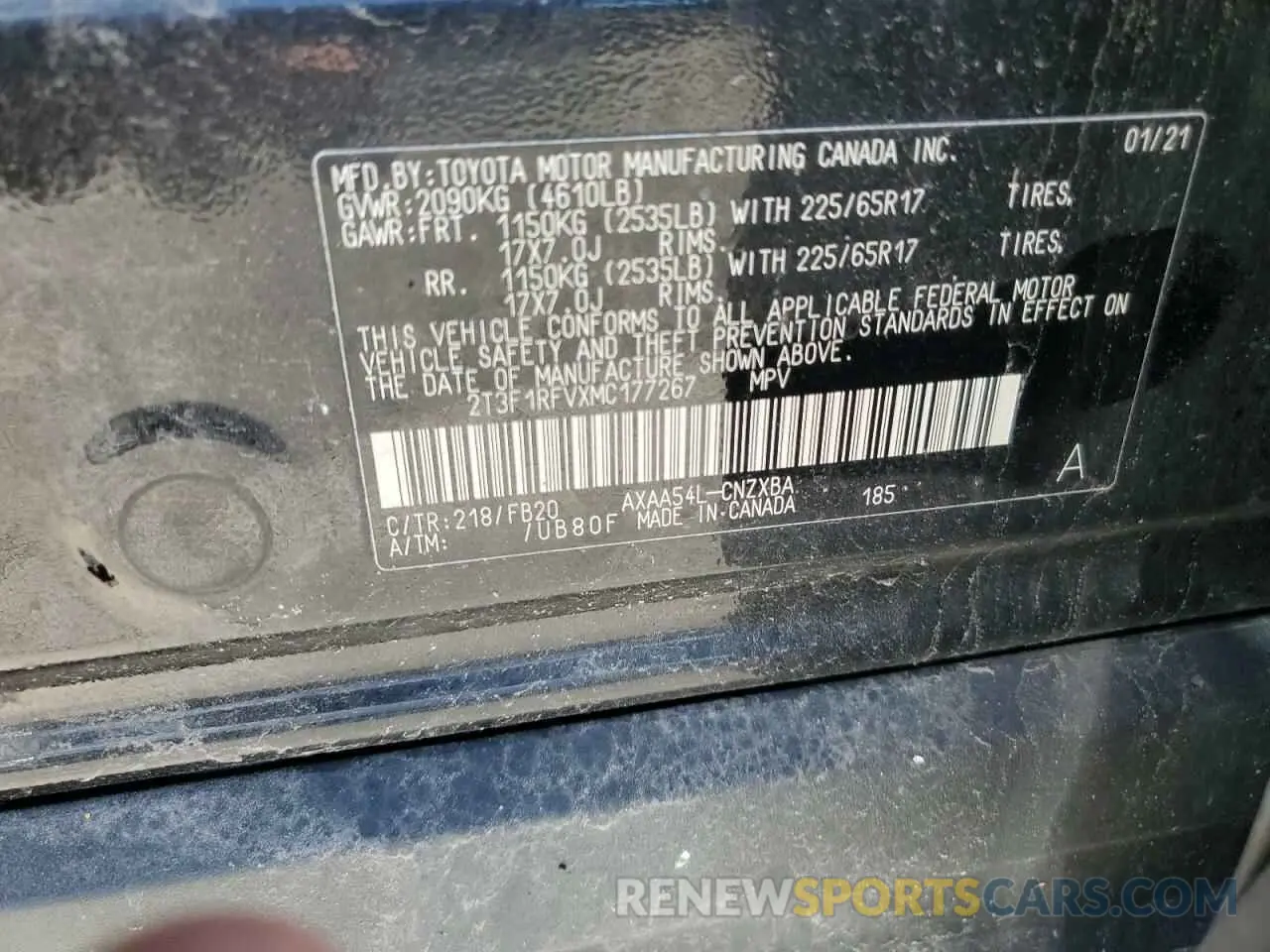 12 Photograph of a damaged car 2T3F1RFVXMC177267 TOYOTA RAV4 2021
