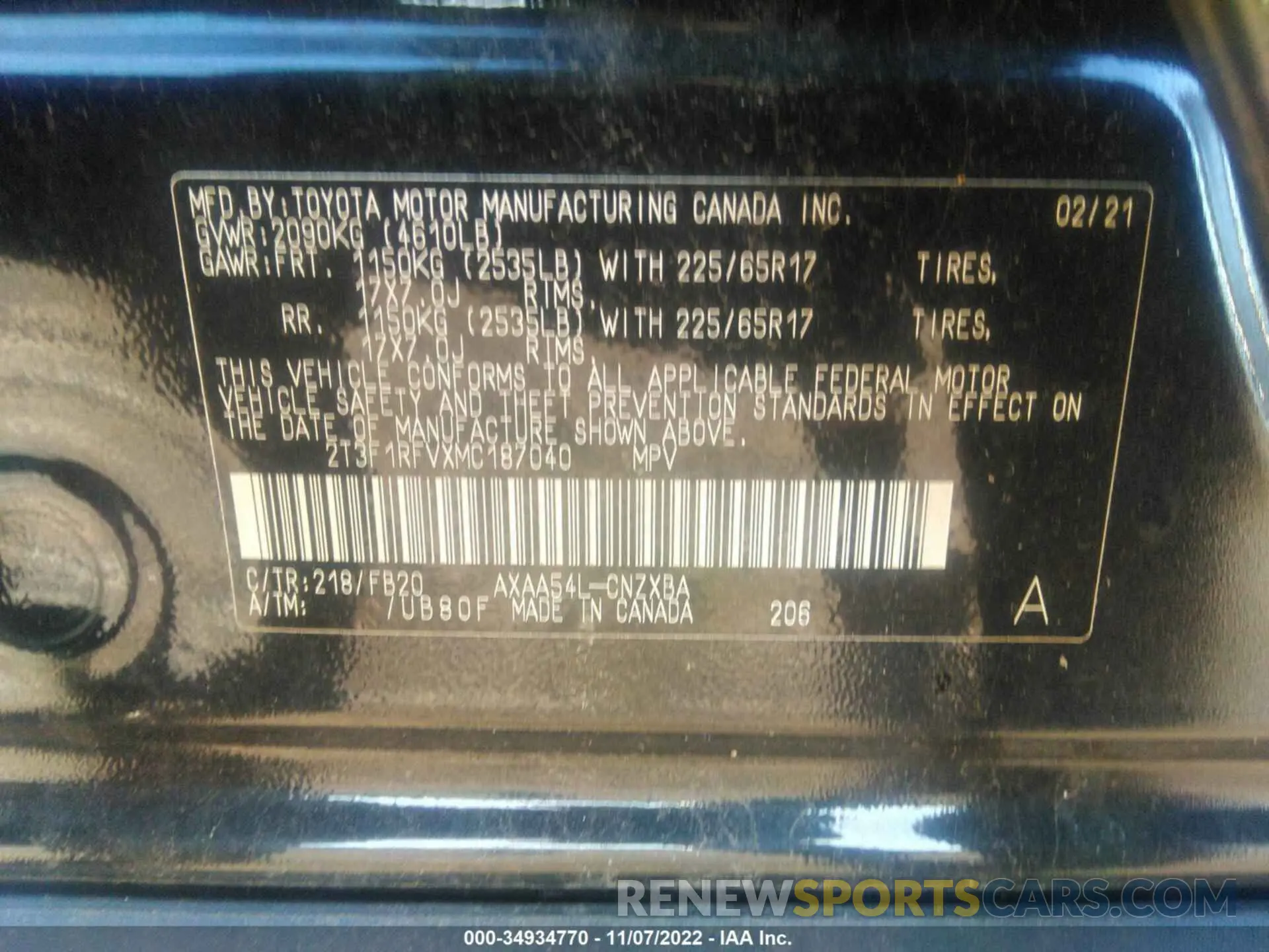 9 Photograph of a damaged car 2T3F1RFVXMC187040 TOYOTA RAV4 2021