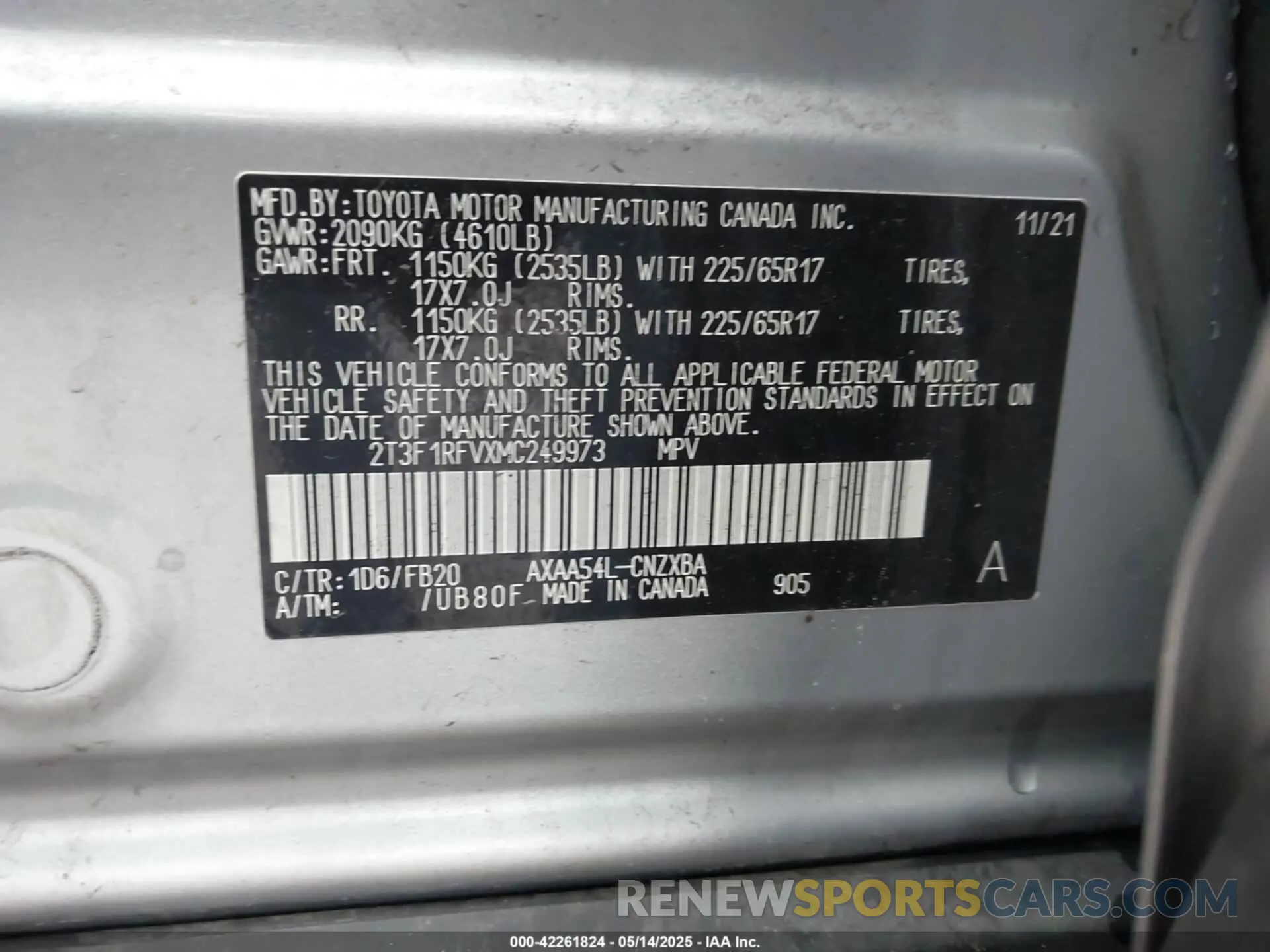 9 Photograph of a damaged car 2T3F1RFVXMC249973 TOYOTA RAV4 2021