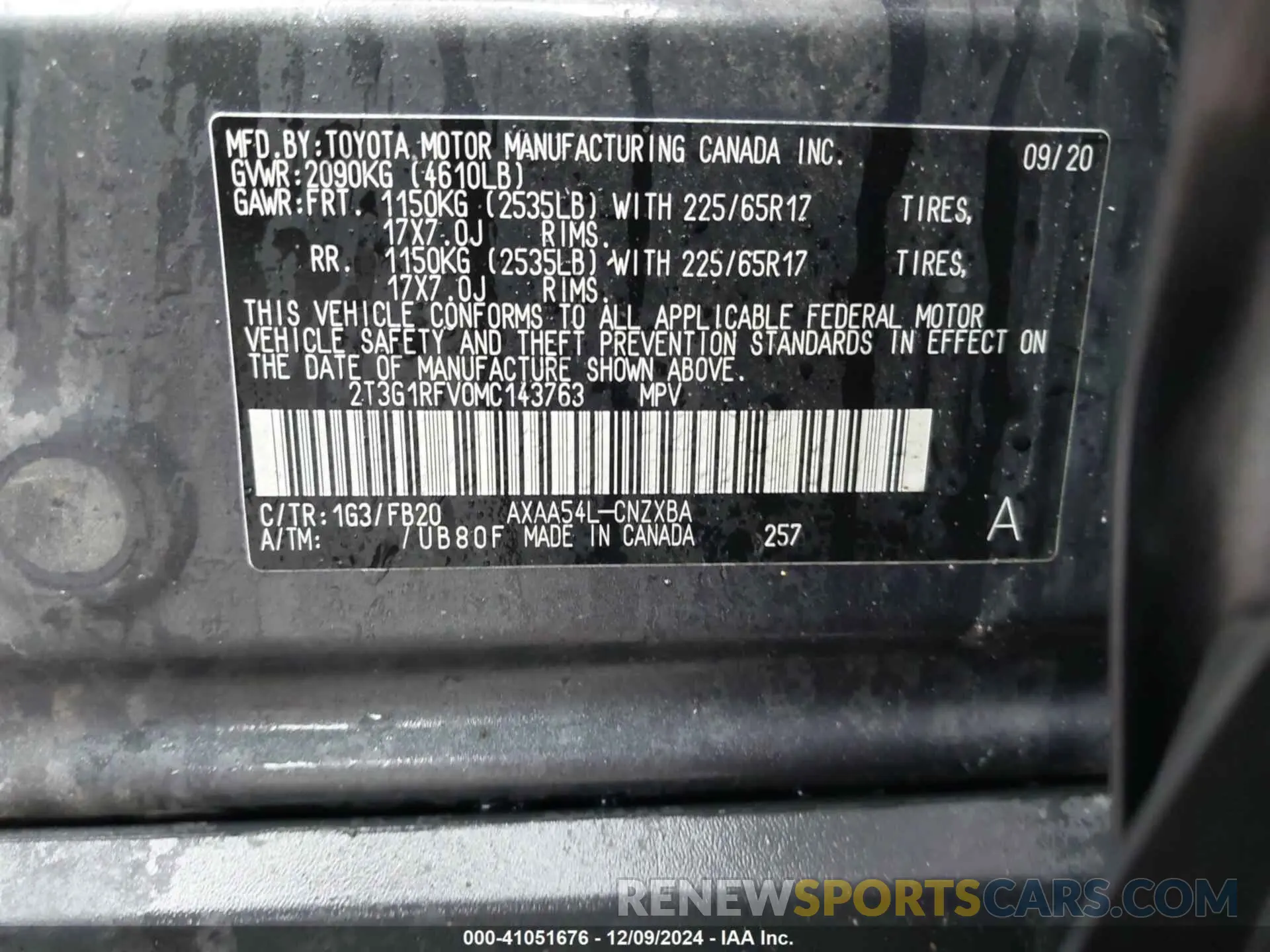 9 Photograph of a damaged car 2T3G1RFV0MC143763 TOYOTA RAV4 2021