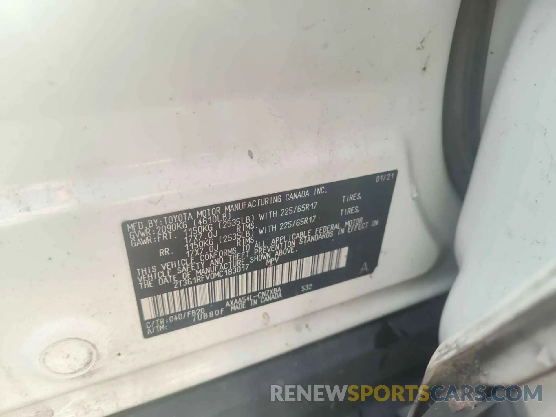 17 Photograph of a damaged car 2T3G1RFV0MC183017 TOYOTA RAV4 2021