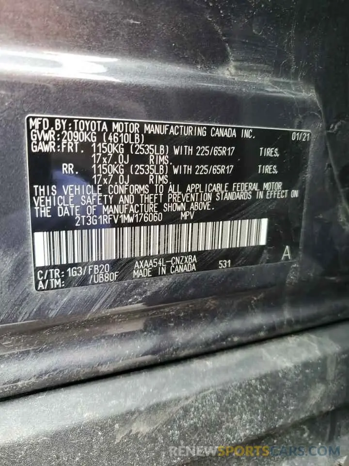 13 Photograph of a damaged car 2T3G1RFV1MW176060 TOYOTA RAV4 2021