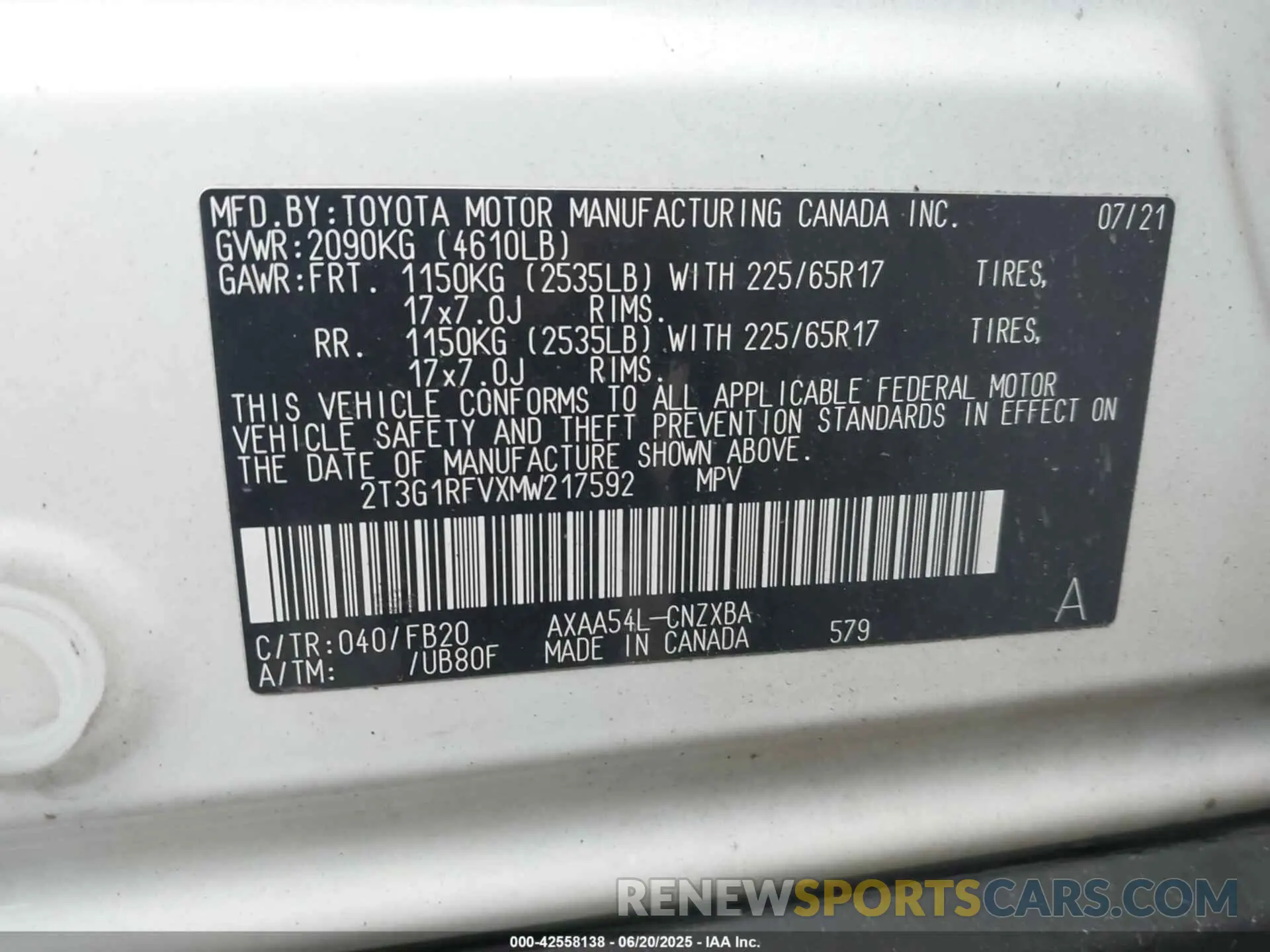 9 Photograph of a damaged car 2T3G1RFVXMW217592 TOYOTA RAV4 2021