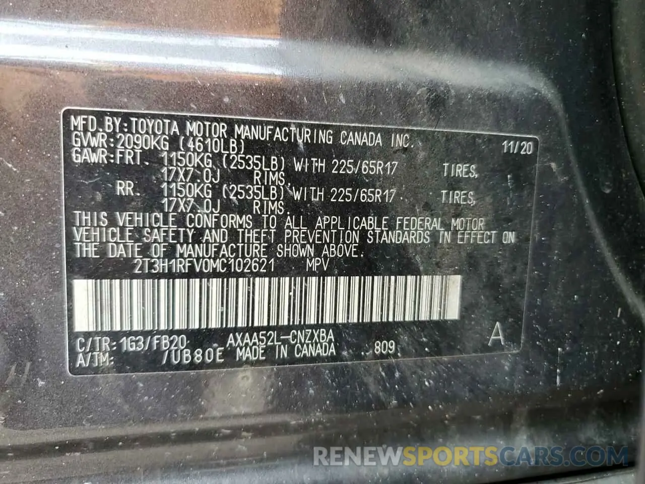 14 Photograph of a damaged car 2T3H1RFV0MC102621 TOYOTA RAV4 2021