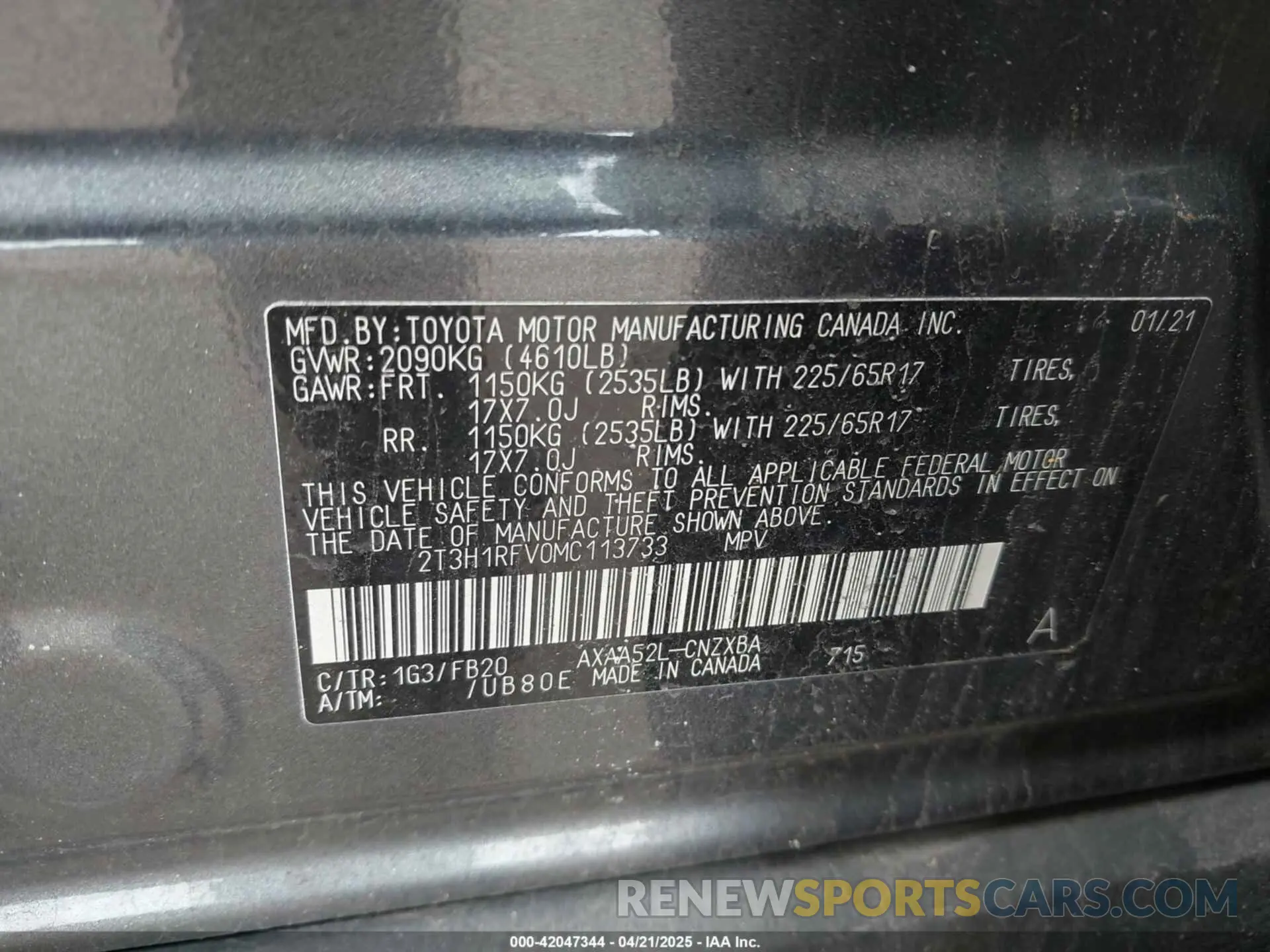 9 Photograph of a damaged car 2T3H1RFV0MC113733 TOYOTA RAV4 2021