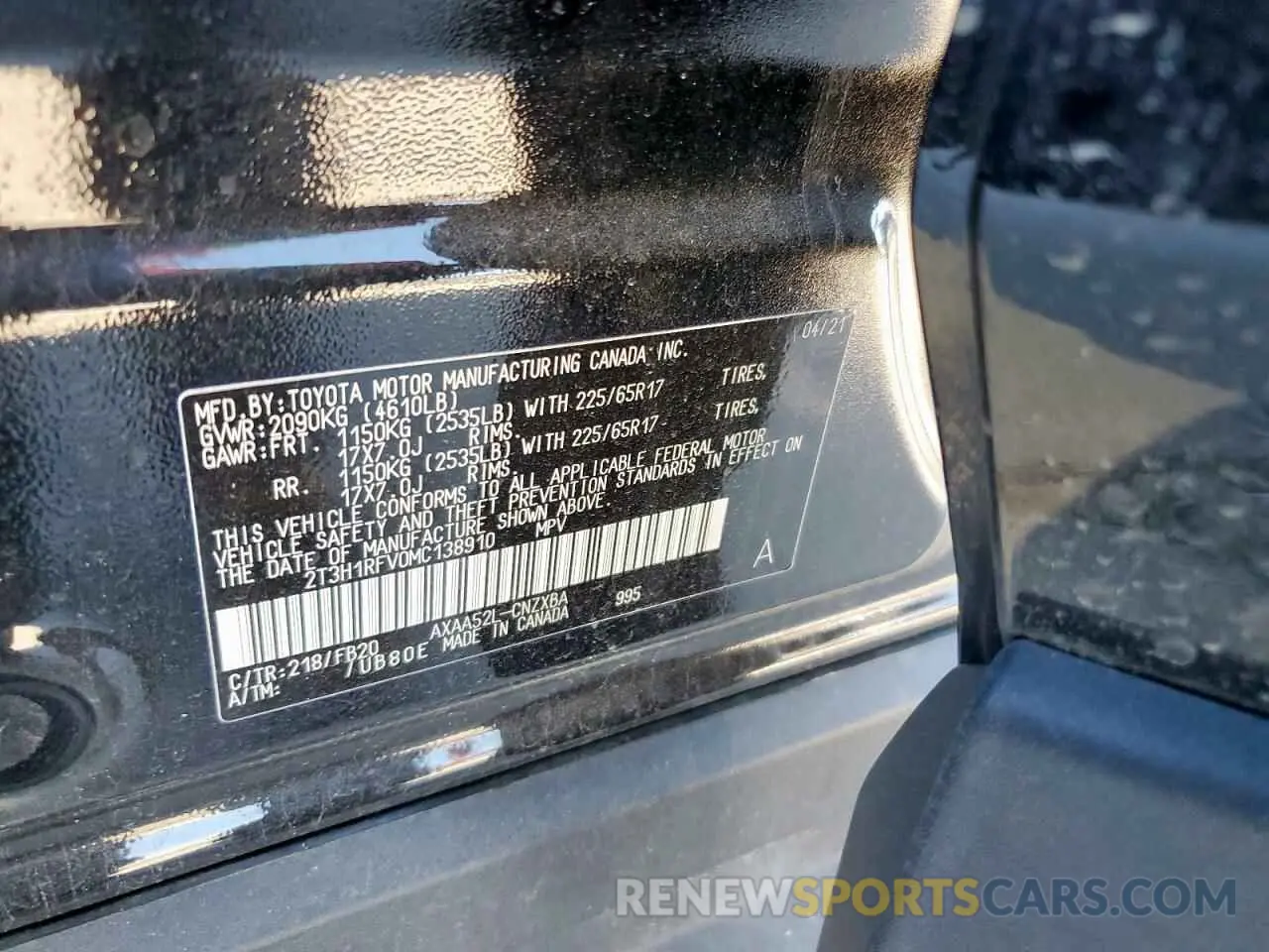 14 Photograph of a damaged car 2T3H1RFV0MC138910 TOYOTA RAV4 2021