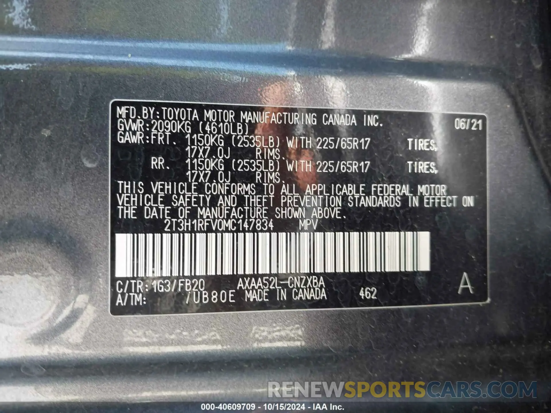 9 Photograph of a damaged car 2T3H1RFV0MC147834 TOYOTA RAV4 2021