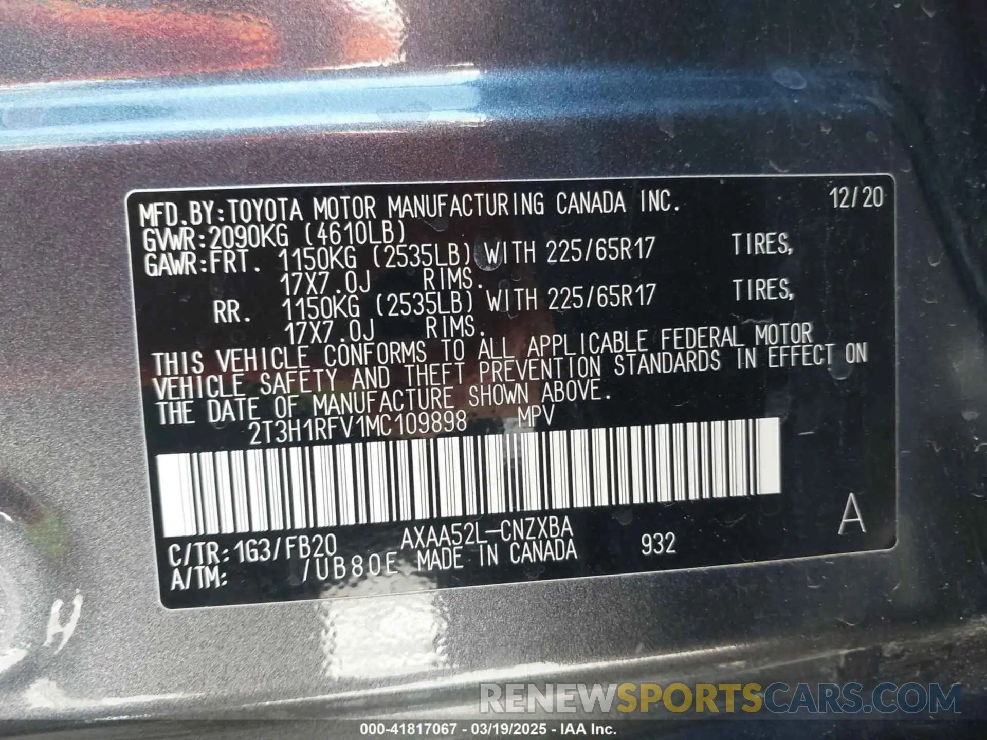 9 Photograph of a damaged car 2T3H1RFV1MC109898 TOYOTA RAV4 2021