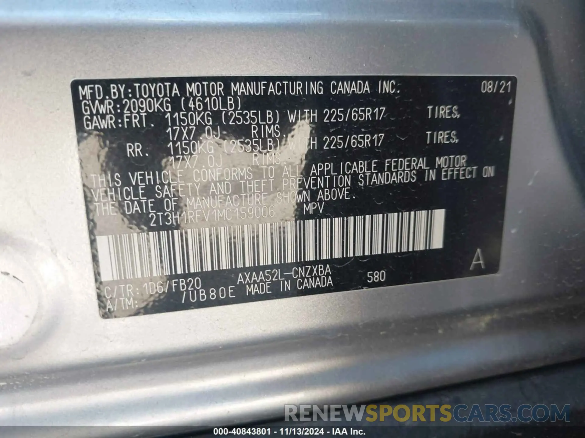 9 Photograph of a damaged car 2T3H1RFV1MC159006 TOYOTA RAV4 2021