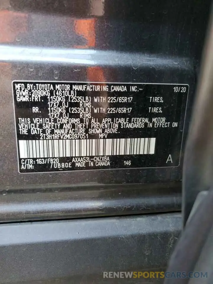 14 Photograph of a damaged car 2T3H1RFV2MC097051 TOYOTA RAV4 2021