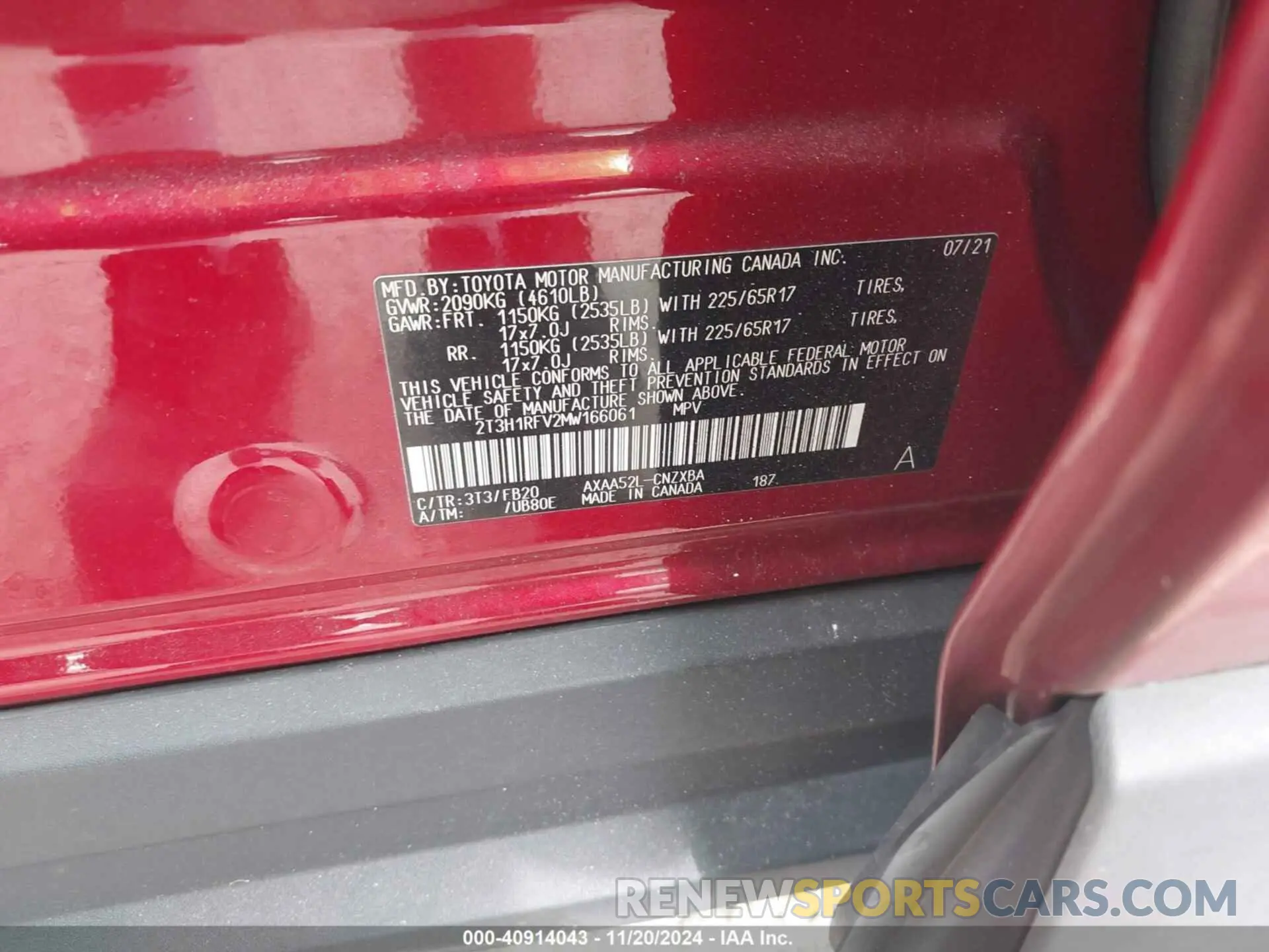 9 Photograph of a damaged car 2T3H1RFV2MW166061 TOYOTA RAV4 2021