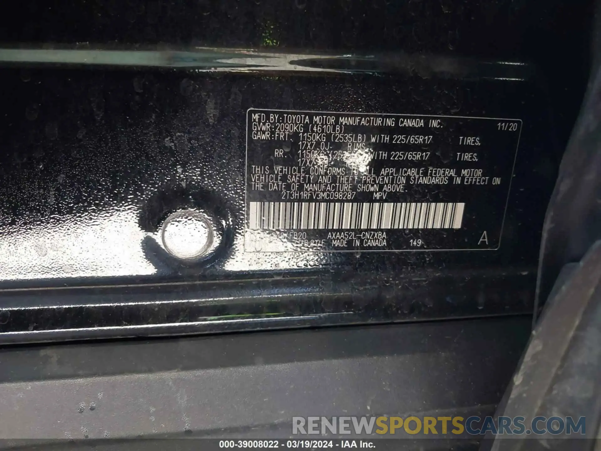 9 Photograph of a damaged car 2T3H1RFV3MC098287 TOYOTA RAV4 2021