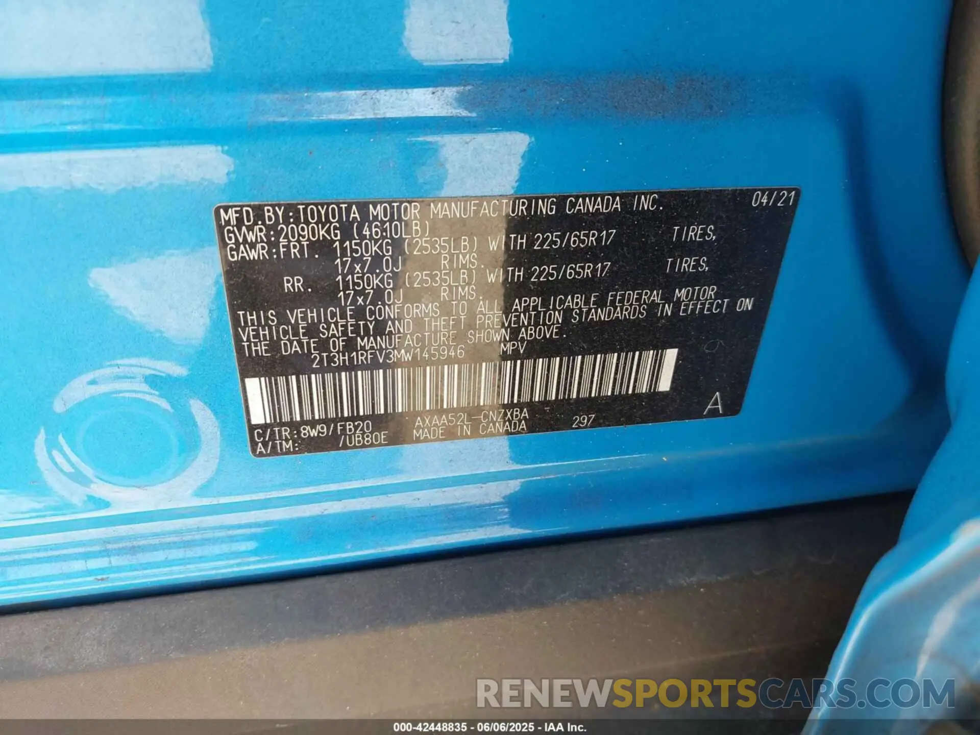 9 Photograph of a damaged car 2T3H1RFV3MW145946 TOYOTA RAV4 2021