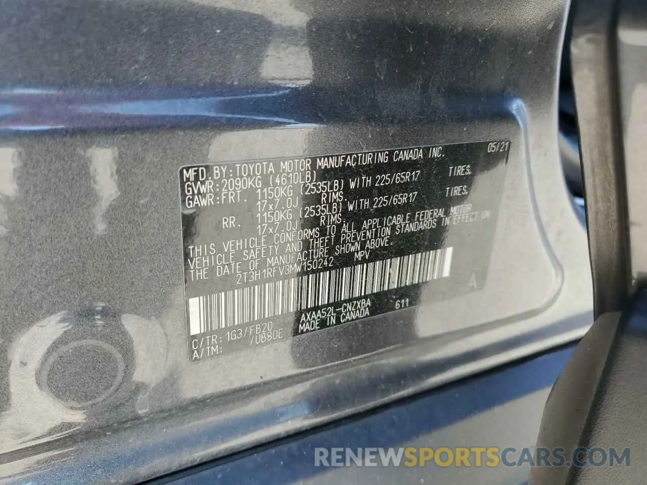12 Photograph of a damaged car 2T3H1RFV3MW150242 TOYOTA RAV4 2021