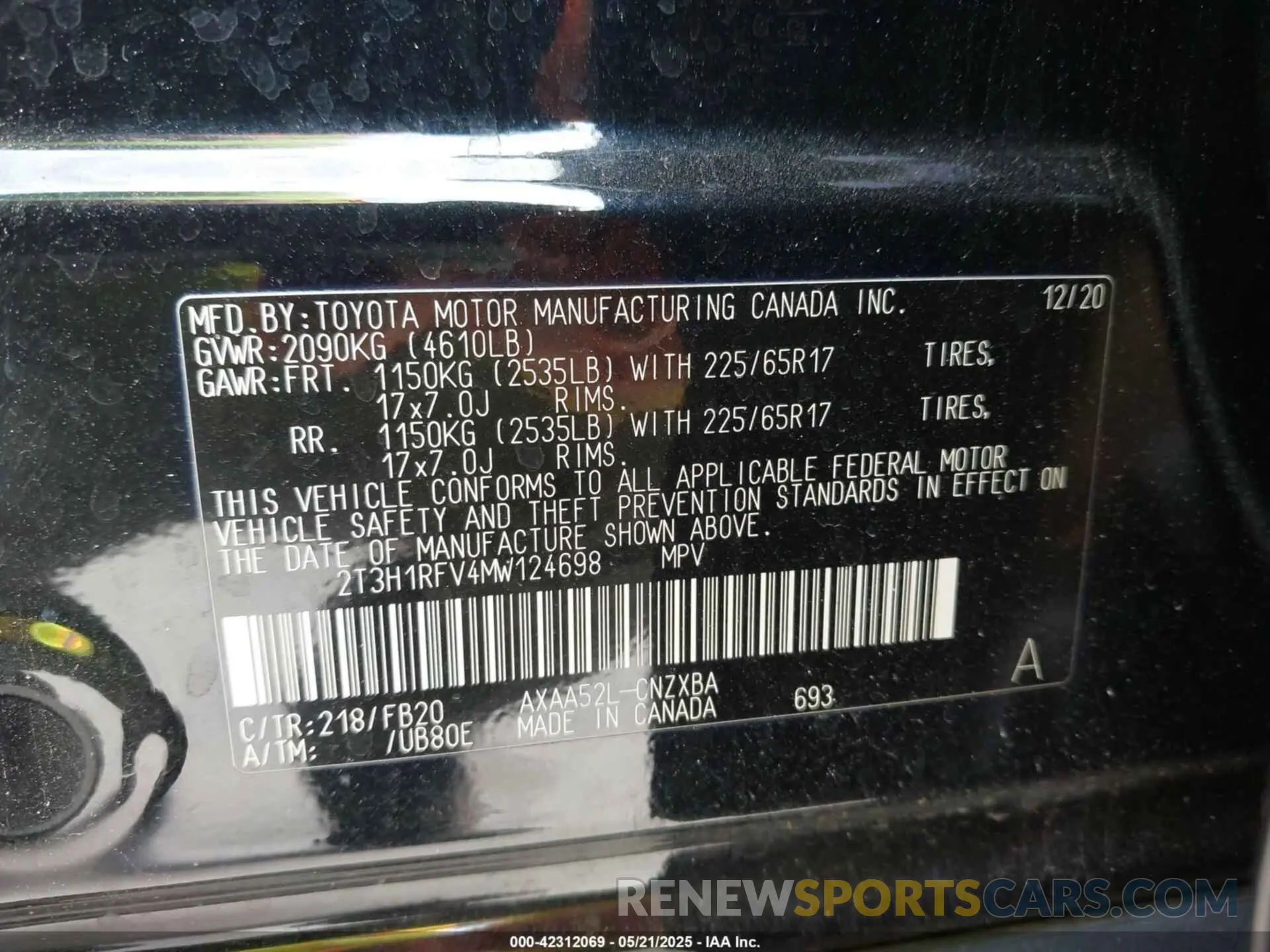 9 Photograph of a damaged car 2T3H1RFV4MW124698 TOYOTA RAV4 2021