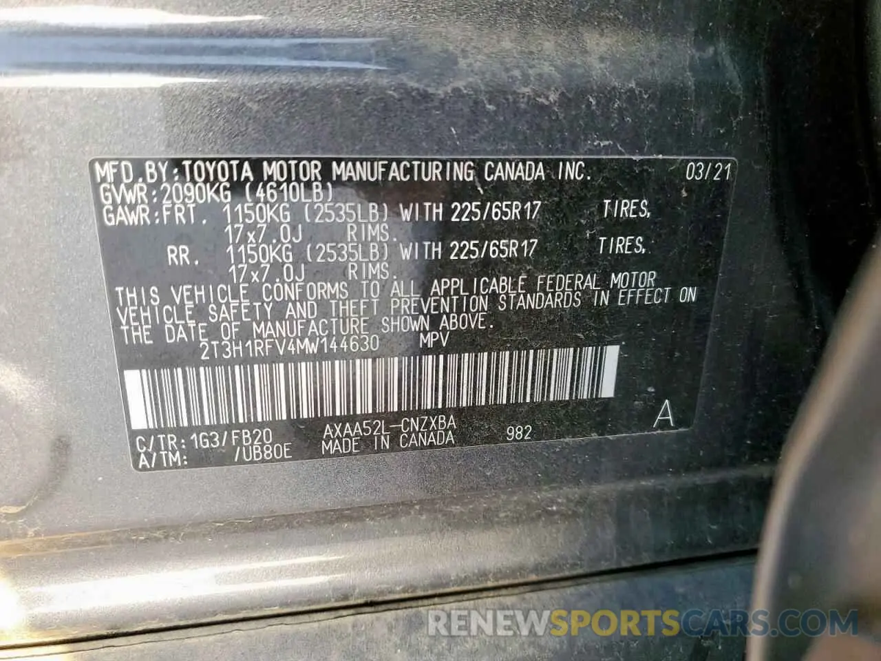 15 Photograph of a damaged car 2T3H1RFV4MW144630 TOYOTA RAV4 2021