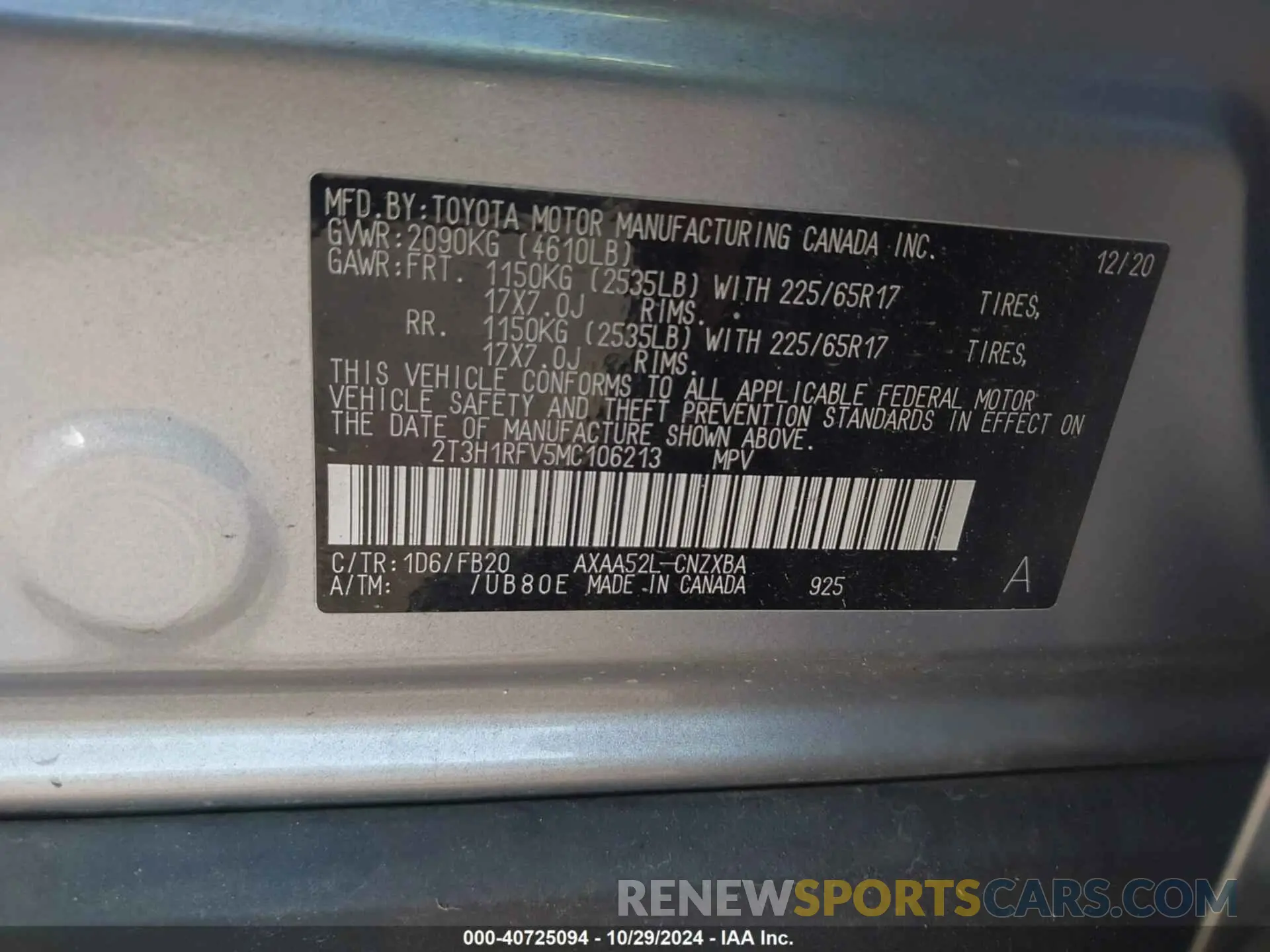 9 Photograph of a damaged car 2T3H1RFV5MC106213 TOYOTA RAV4 2021