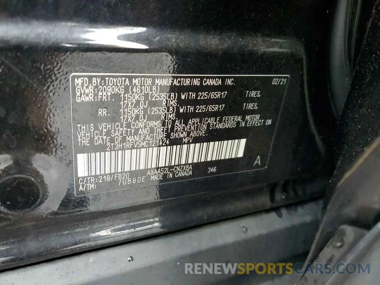 13 Photograph of a damaged car 2T3H1RFV5MC121424 TOYOTA RAV4 2021