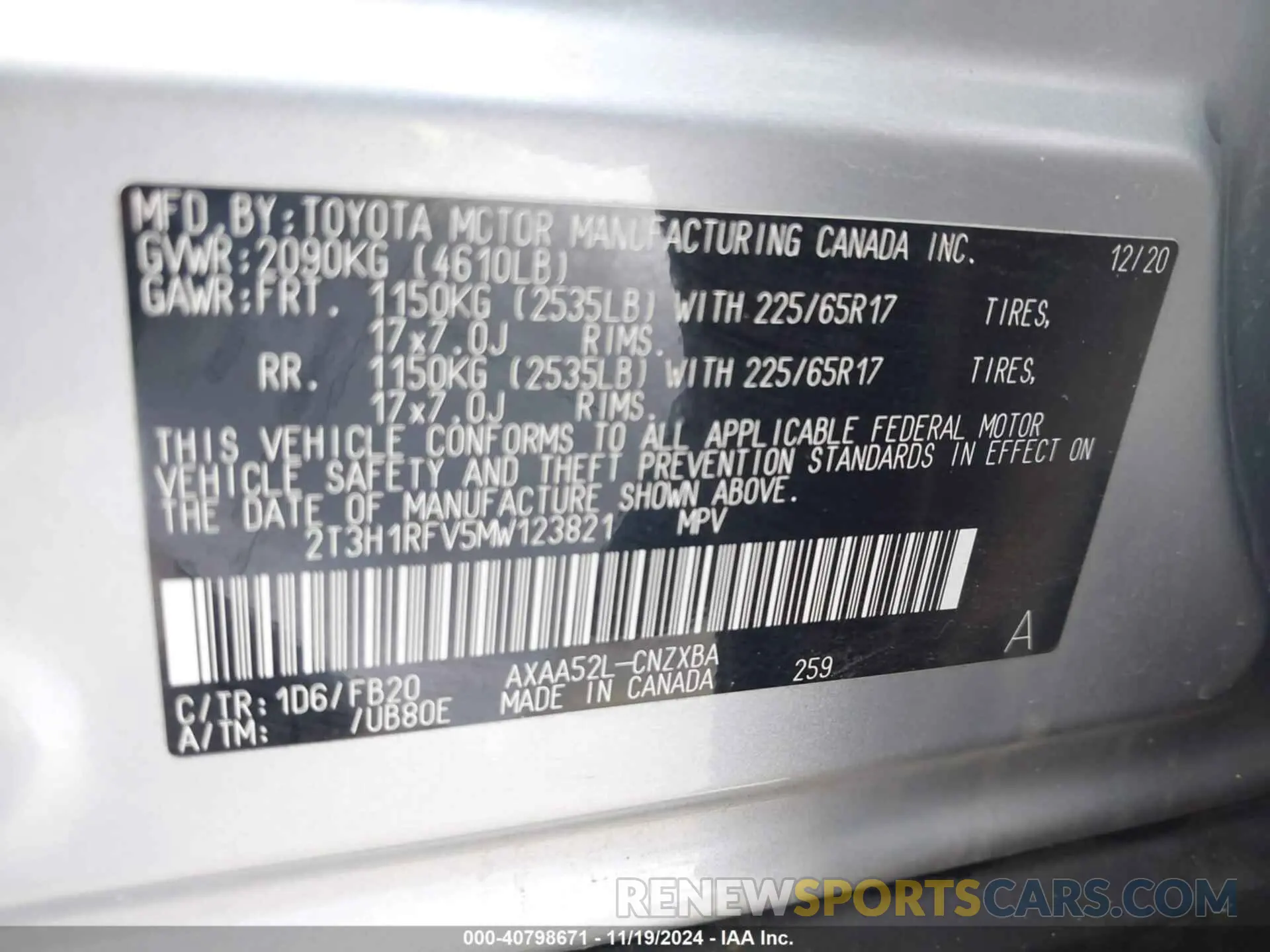9 Photograph of a damaged car 2T3H1RFV5MW123821 TOYOTA RAV4 2021