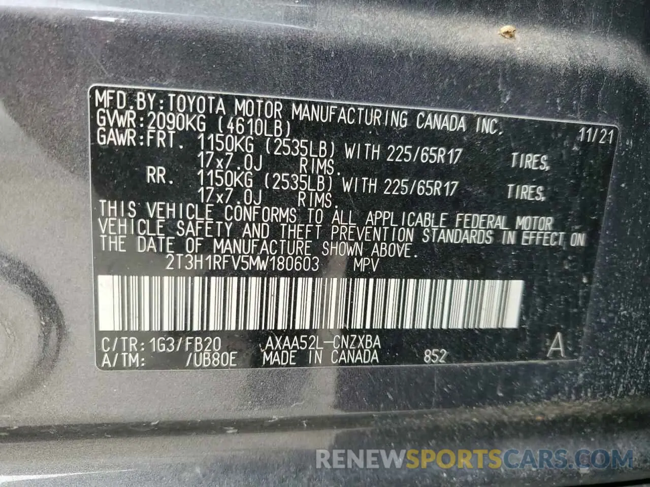 15 Photograph of a damaged car 2T3H1RFV5MW180603 TOYOTA RAV4 2021
