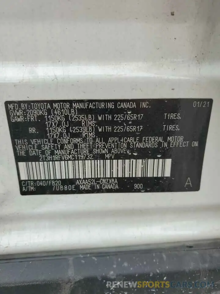 13 Photograph of a damaged car 2T3H1RFV6MC119732 TOYOTA RAV4 2021