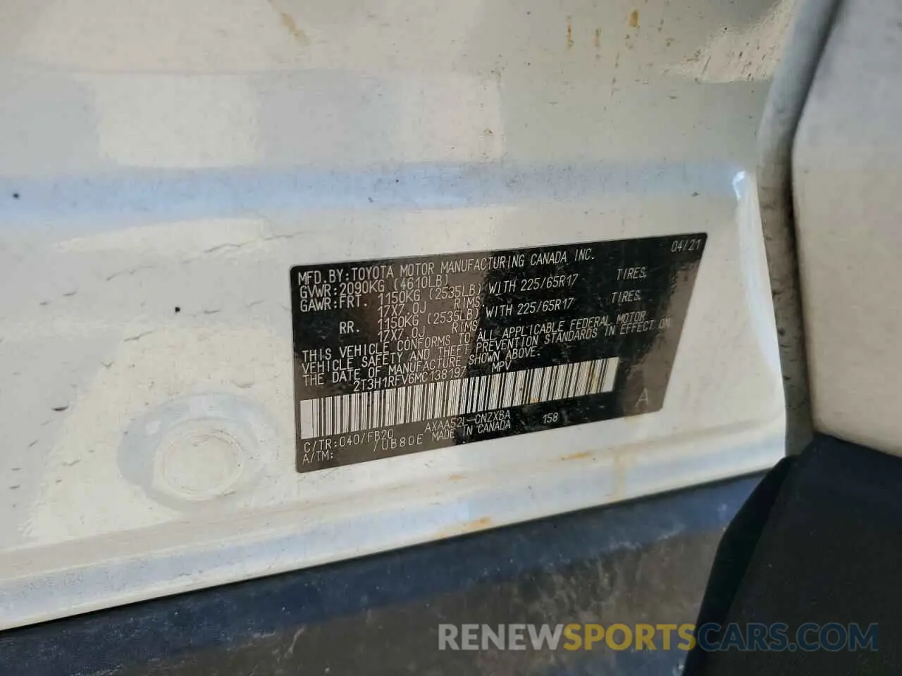 14 Photograph of a damaged car 2T3H1RFV6MC138197 TOYOTA RAV4 2021