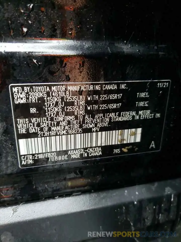 14 Photograph of a damaged car 2T3H1RFV6MC168235 TOYOTA RAV4 2021