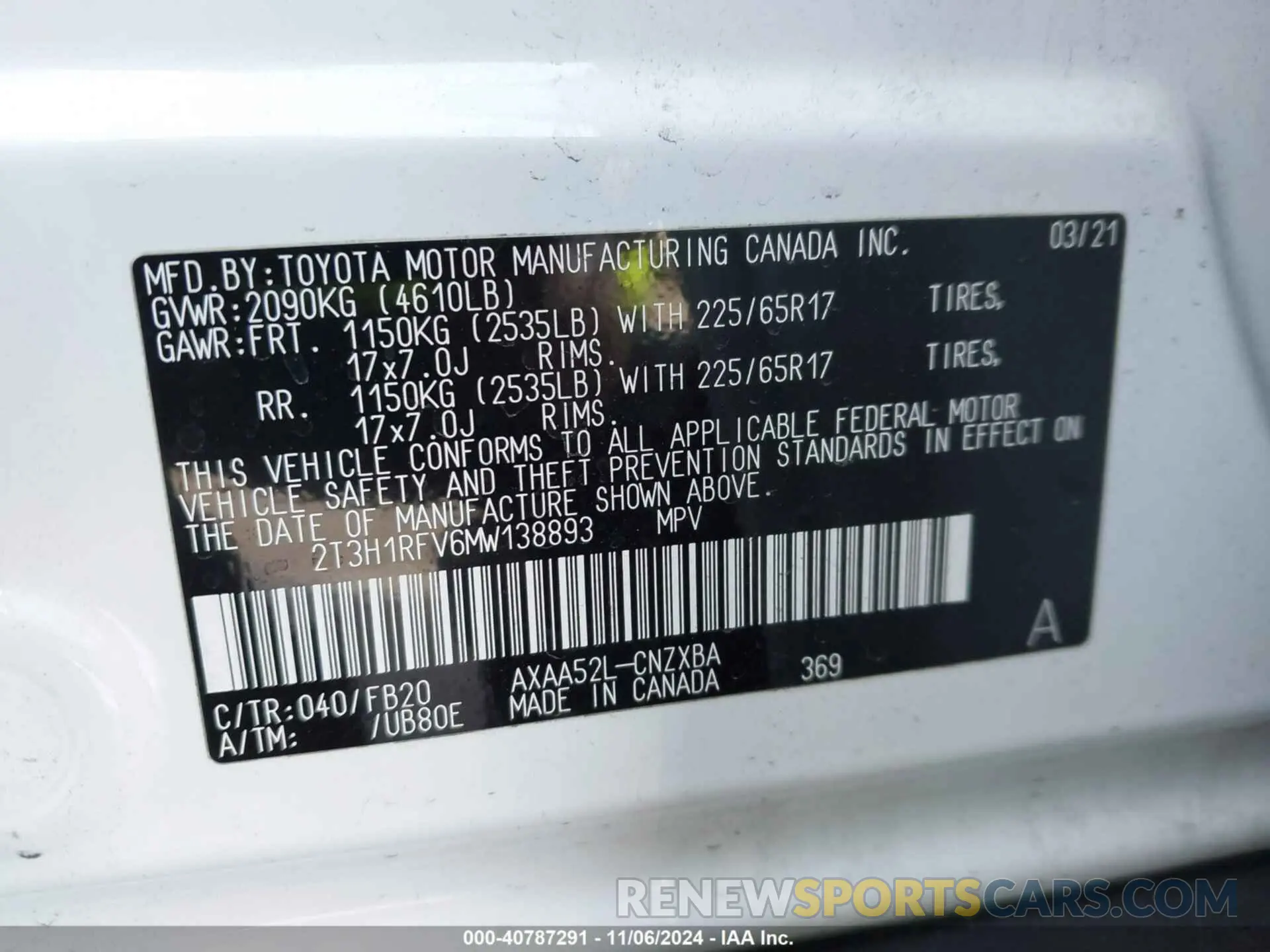 9 Photograph of a damaged car 2T3H1RFV6MW138893 TOYOTA RAV4 2021