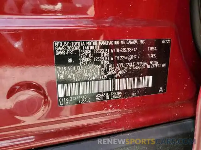 13 Photograph of a damaged car 2T3H1RFV6MW164135 TOYOTA RAV4 2021