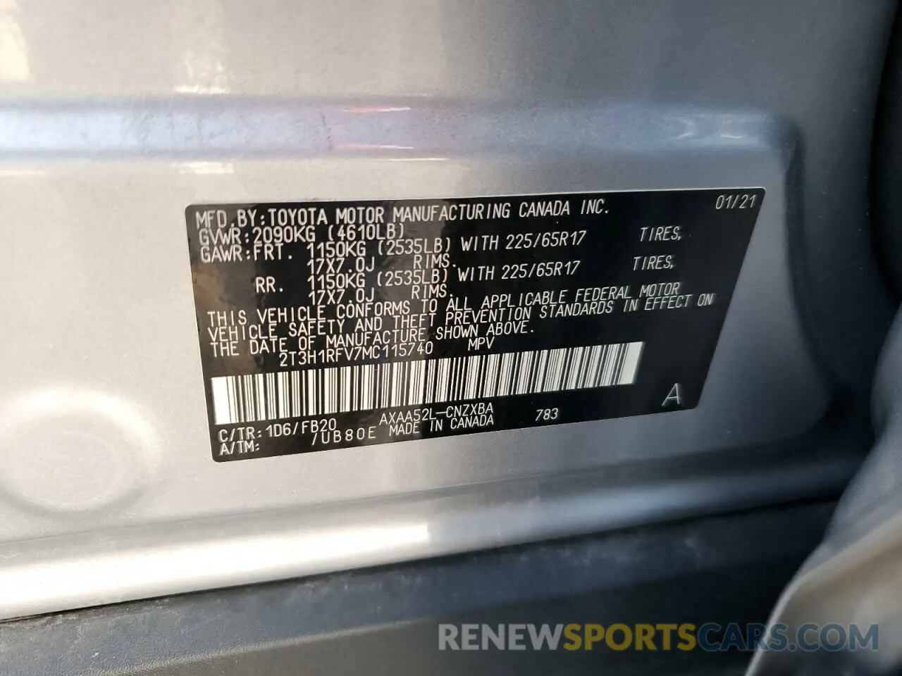13 Photograph of a damaged car 2T3H1RFV7MC115740 TOYOTA RAV4 2021