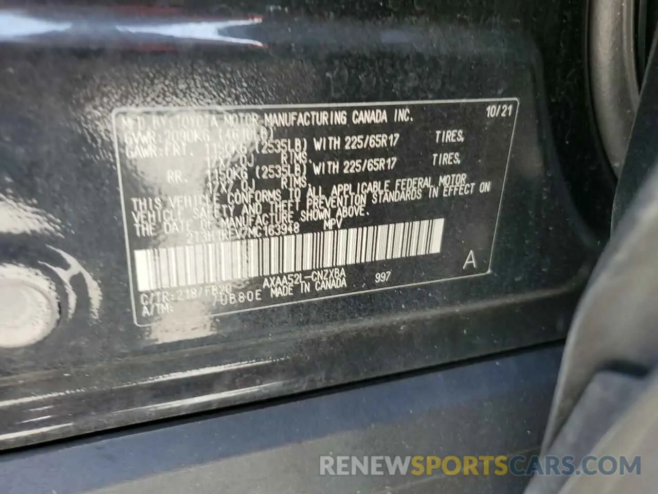 13 Photograph of a damaged car 2T3H1RFV7MC163948 TOYOTA RAV4 2021