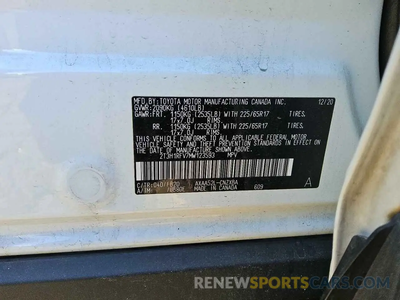 14 Photograph of a damaged car 2T3H1RFV7MW123593 TOYOTA RAV4 2021