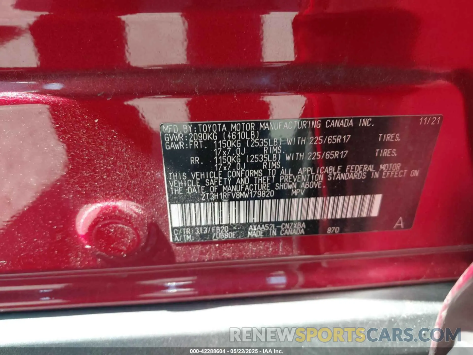 9 Photograph of a damaged car 2T3H1RFV8MW179820 TOYOTA RAV4 2021