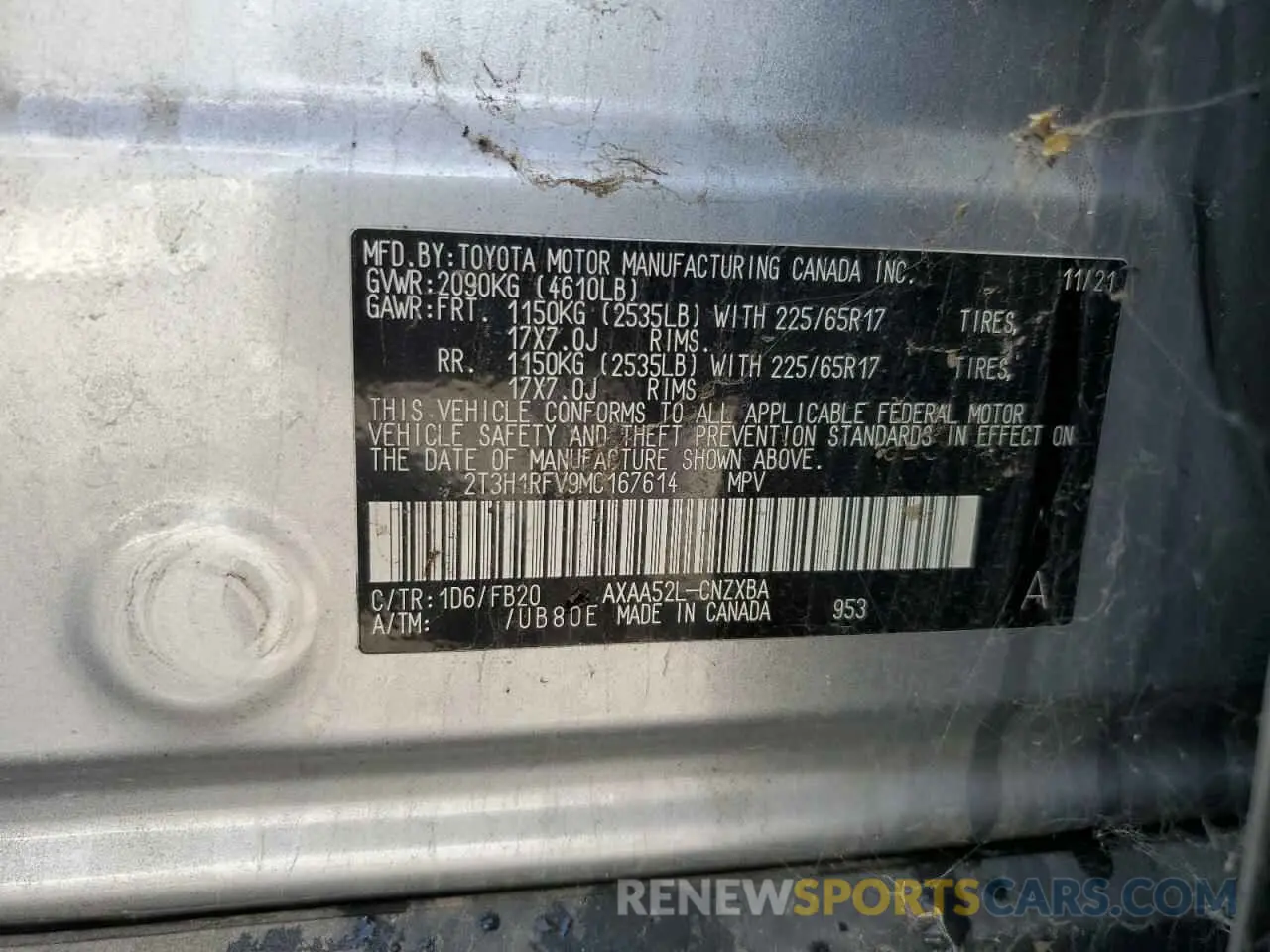 13 Photograph of a damaged car 2T3H1RFV9MC167614 TOYOTA RAV4 2021