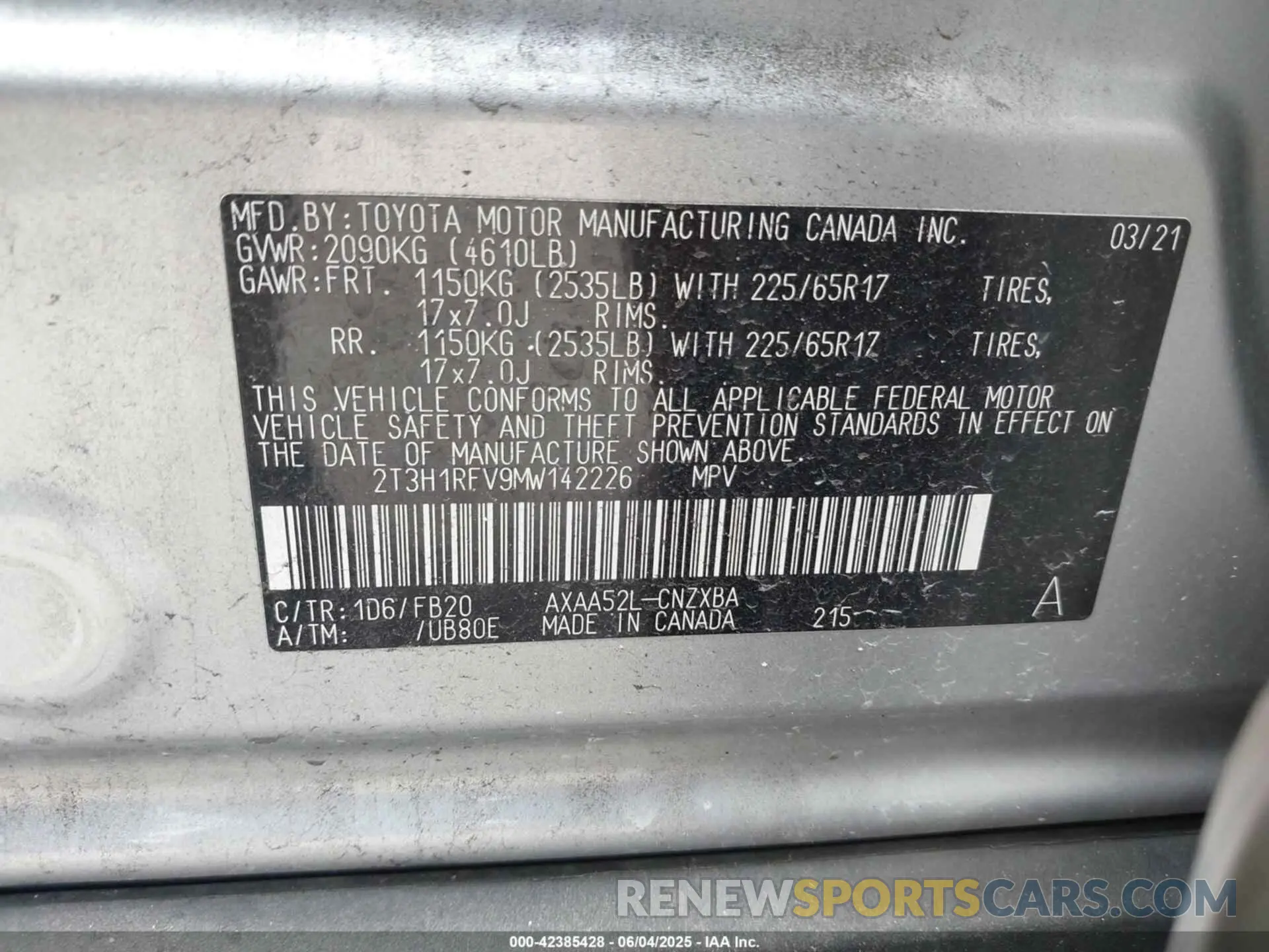 9 Photograph of a damaged car 2T3H1RFV9MW142226 TOYOTA RAV4 2021