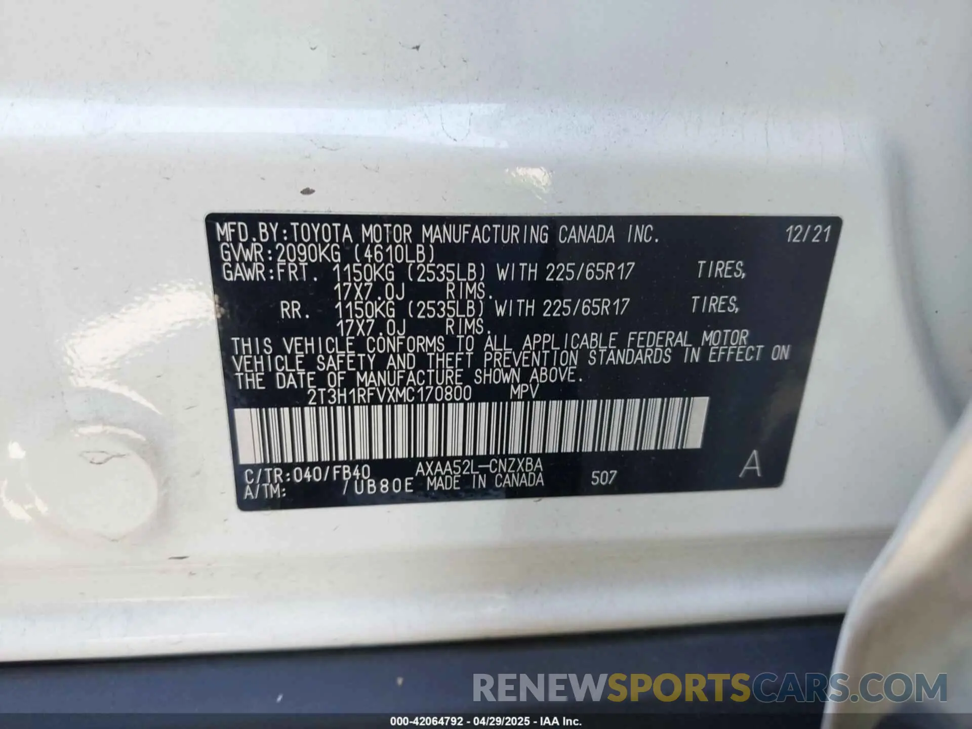 9 Photograph of a damaged car 2T3H1RFVXMC170800 TOYOTA RAV4 2021