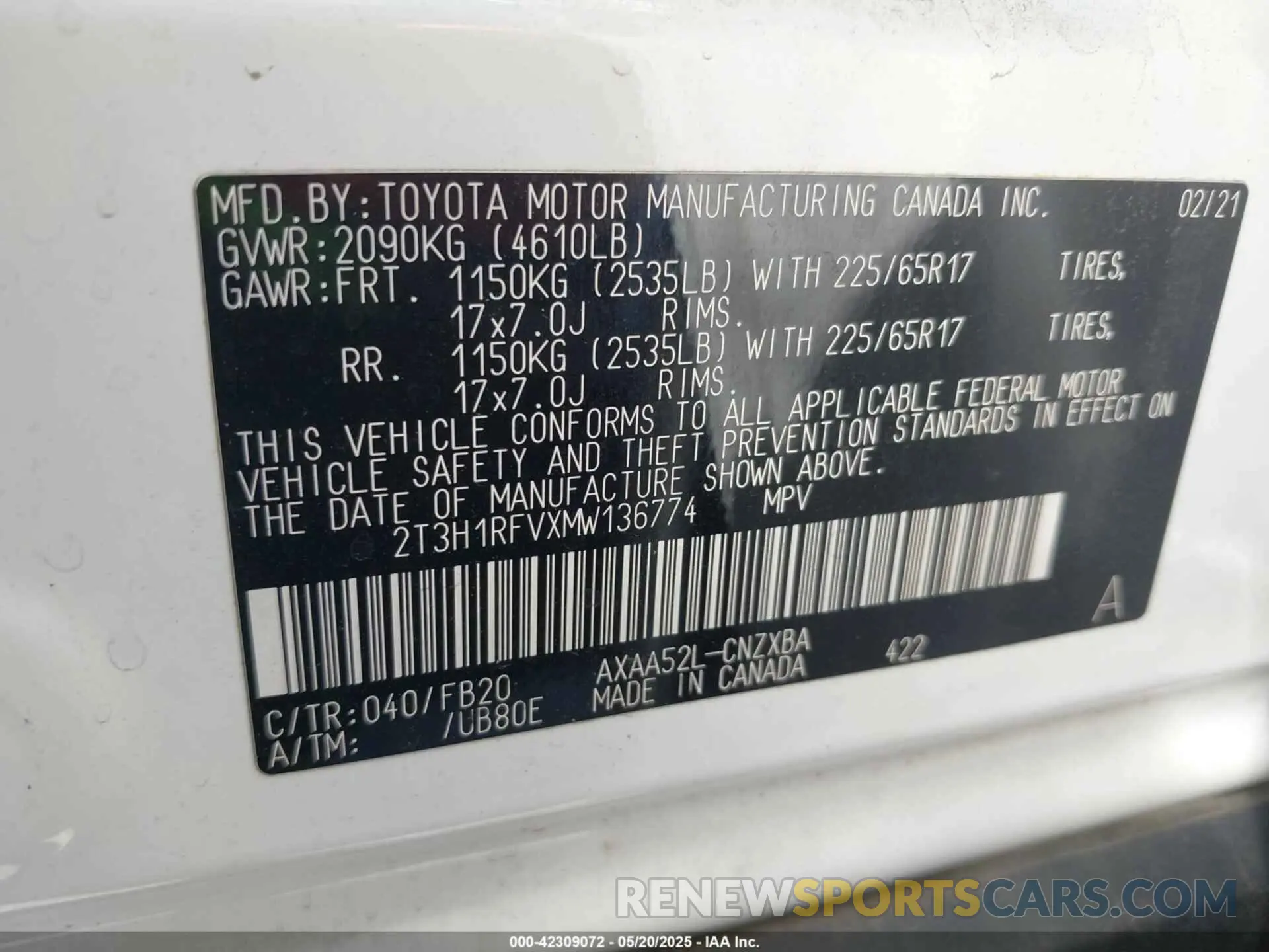 9 Photograph of a damaged car 2T3H1RFVXMW136774 TOYOTA RAV4 2021