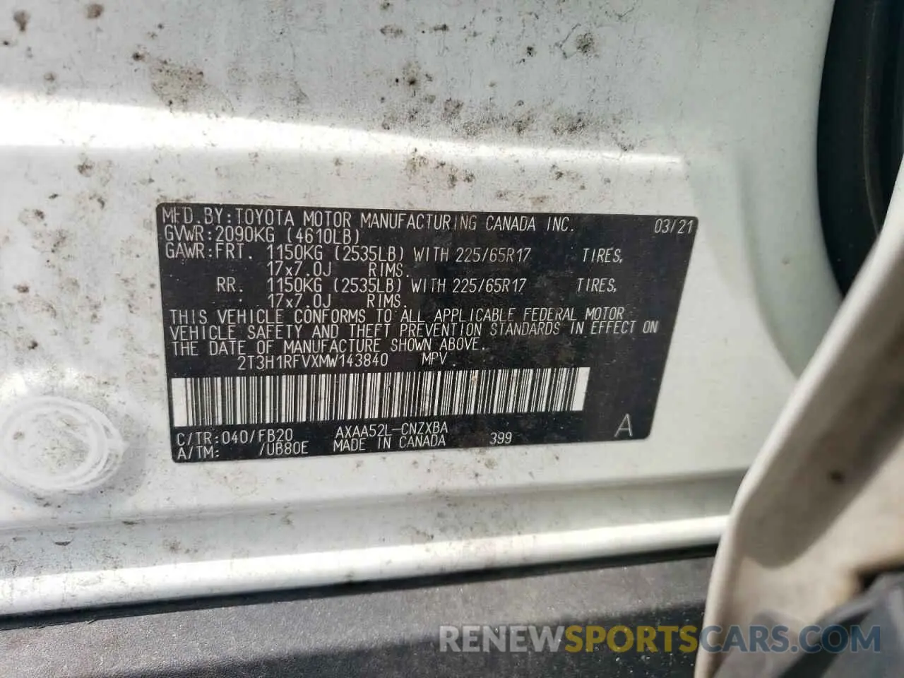 13 Photograph of a damaged car 2T3H1RFVXMW143840 TOYOTA RAV4 2021