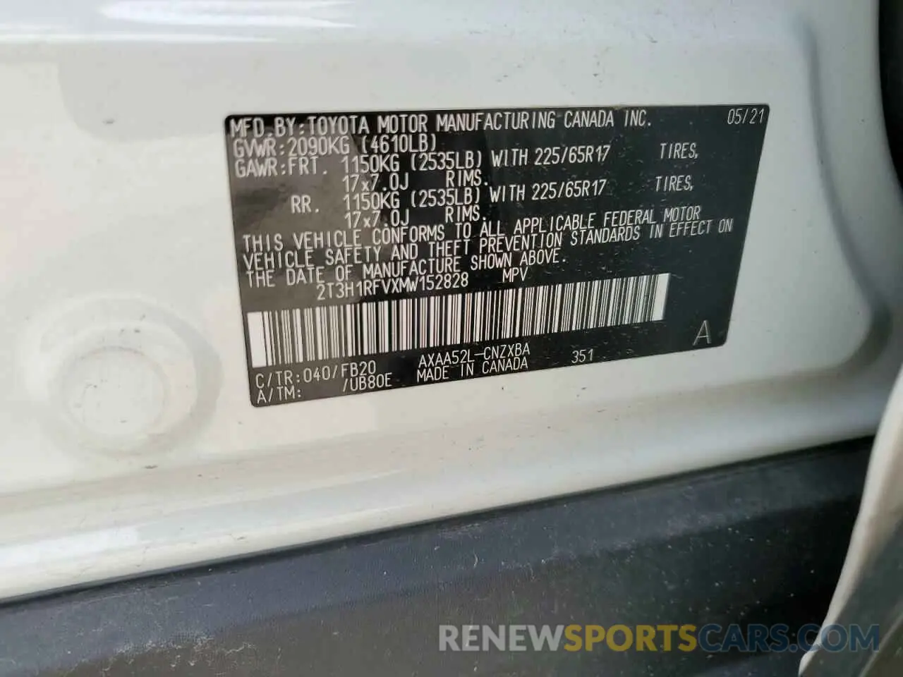 12 Photograph of a damaged car 2T3H1RFVXMW152828 TOYOTA RAV4 2021