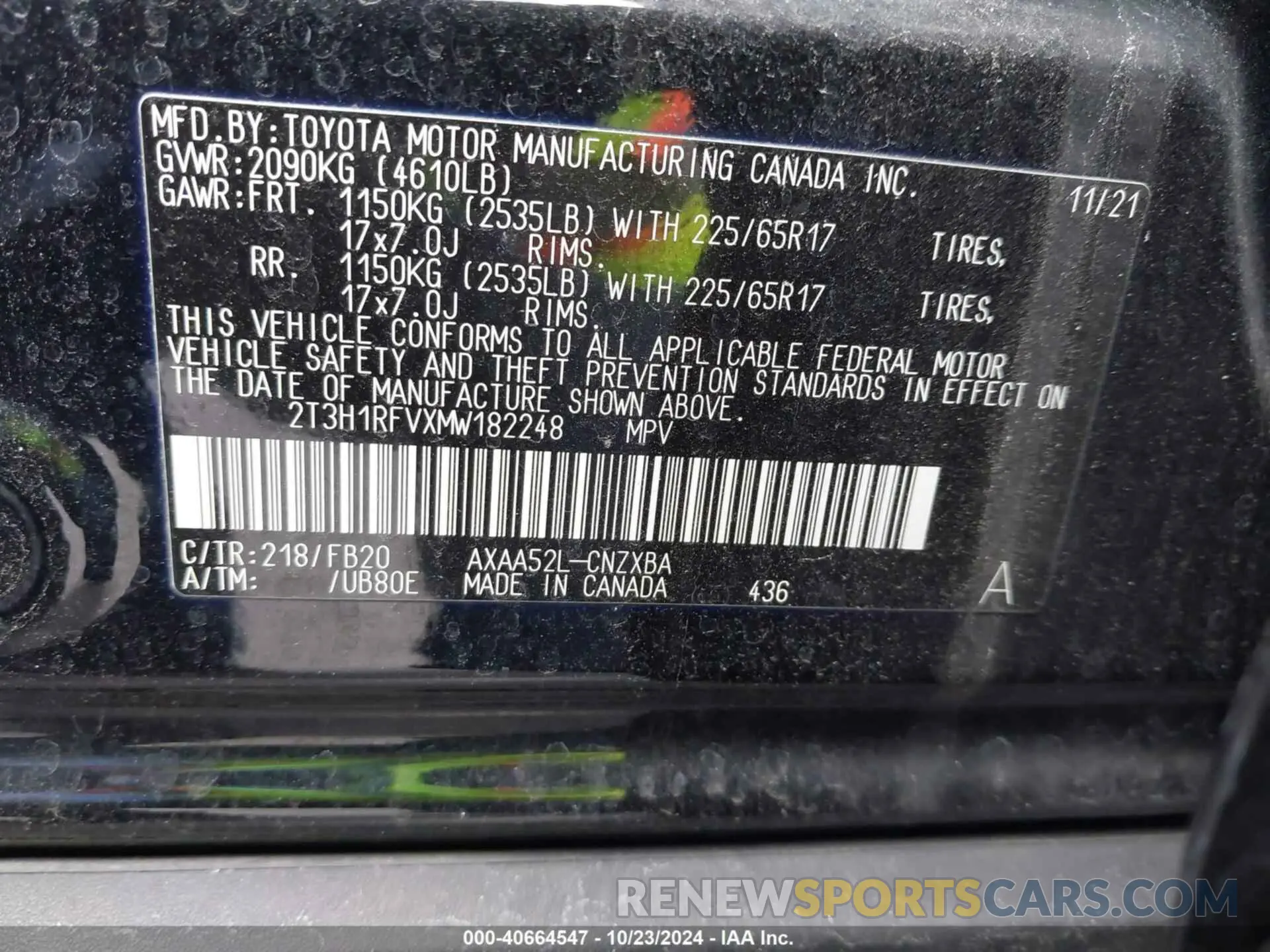 9 Photograph of a damaged car 2T3H1RFVXMW182248 TOYOTA RAV4 2021