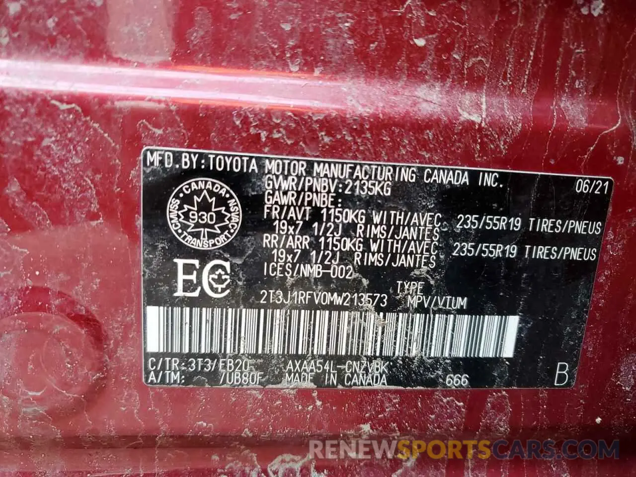 14 Photograph of a damaged car 2T3J1RFV0MW213573 TOYOTA RAV4 2021