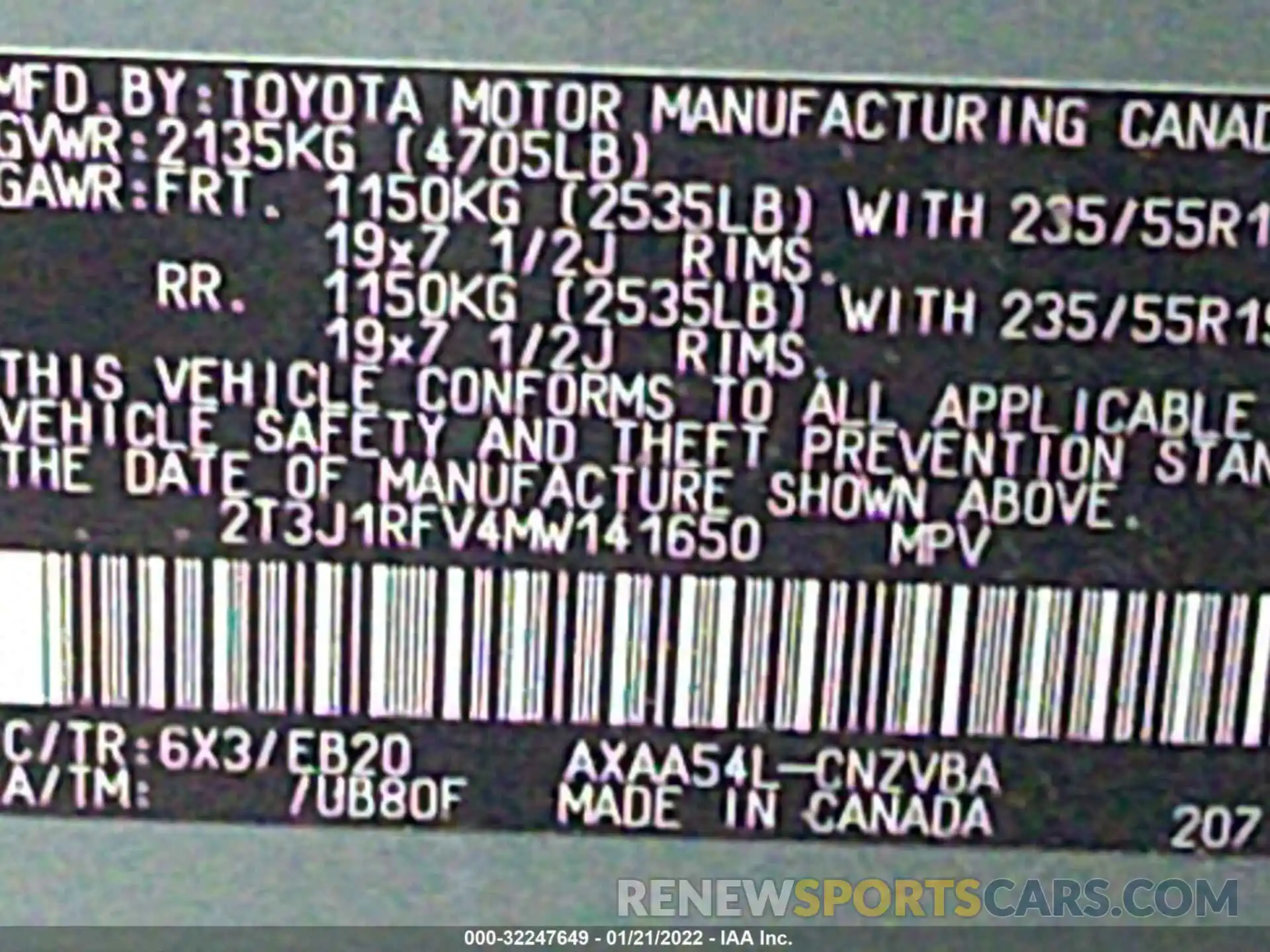 9 Photograph of a damaged car 2T3J1RFV4MW141650 TOYOTA RAV4 2021