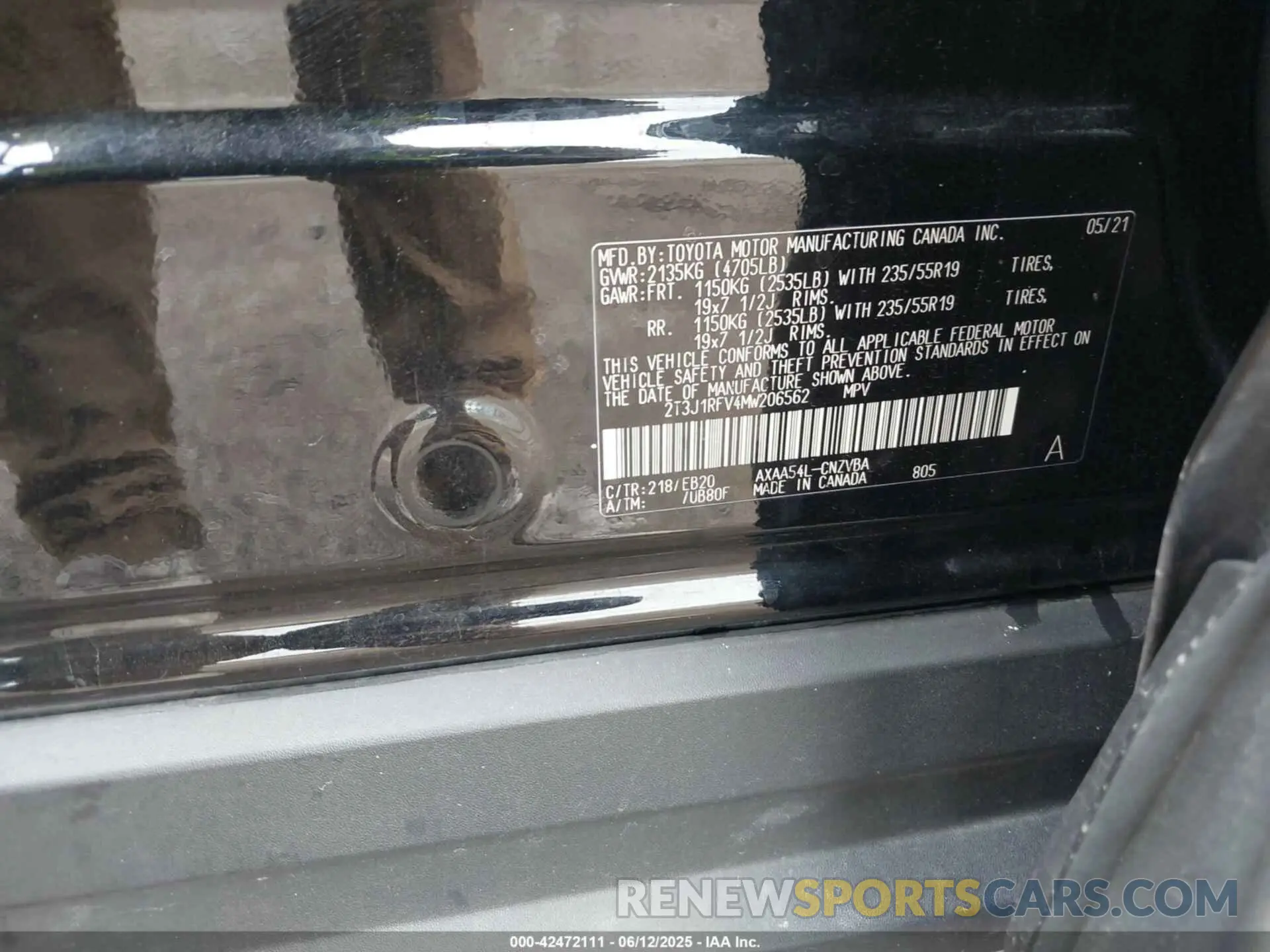 9 Photograph of a damaged car 2T3J1RFV4MW206562 TOYOTA RAV4 2021