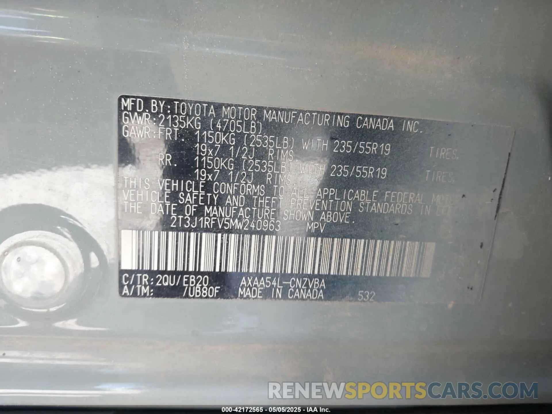 9 Photograph of a damaged car 2T3J1RFV5MW240963 TOYOTA RAV4 2021