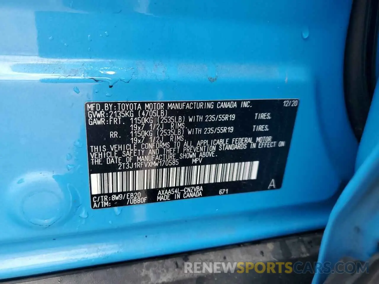 14 Photograph of a damaged car 2T3J1RFVXMW170585 TOYOTA RAV4 2021